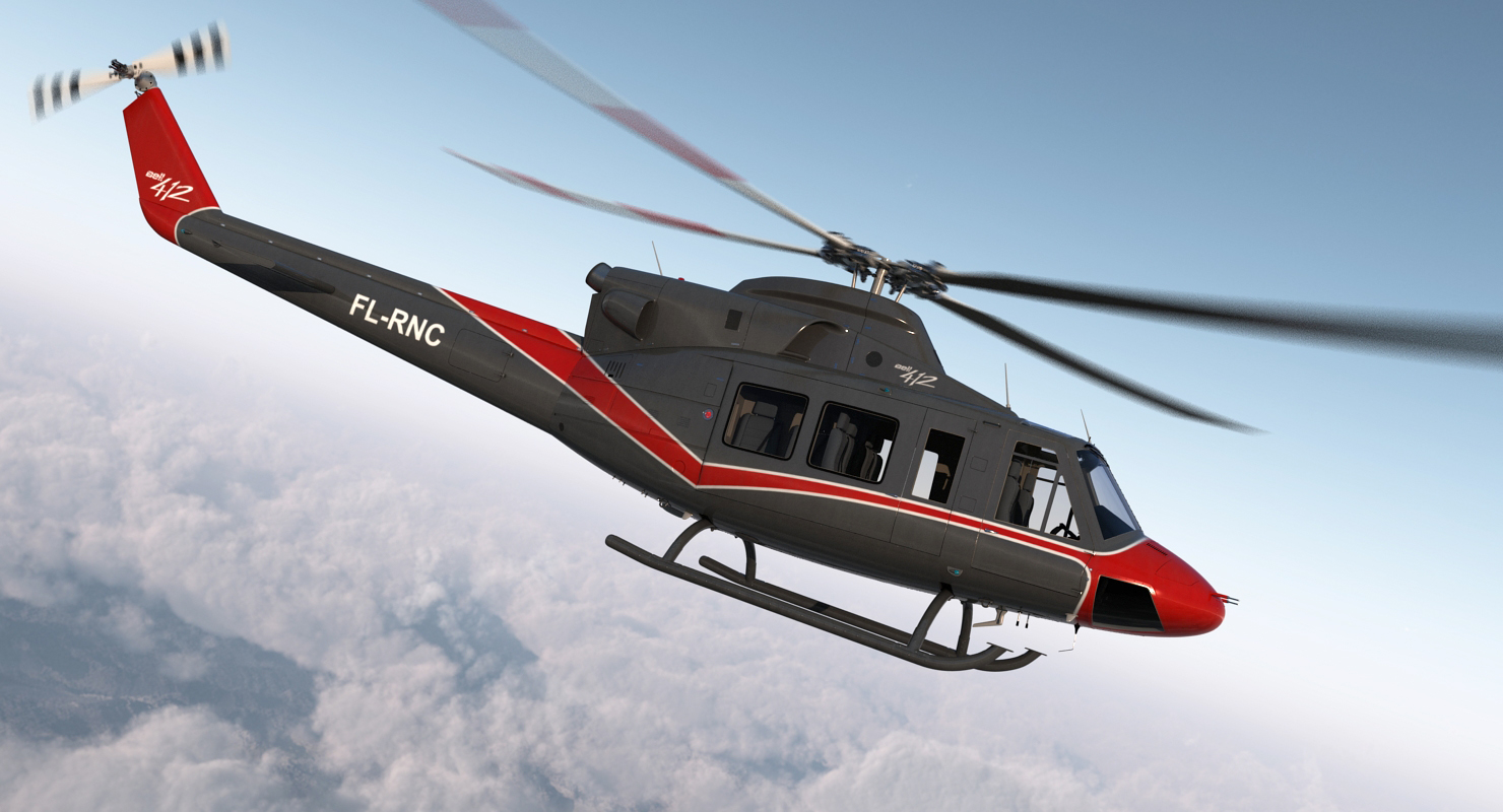 Offshore Helicopter Bell 412EP Rigged 3D