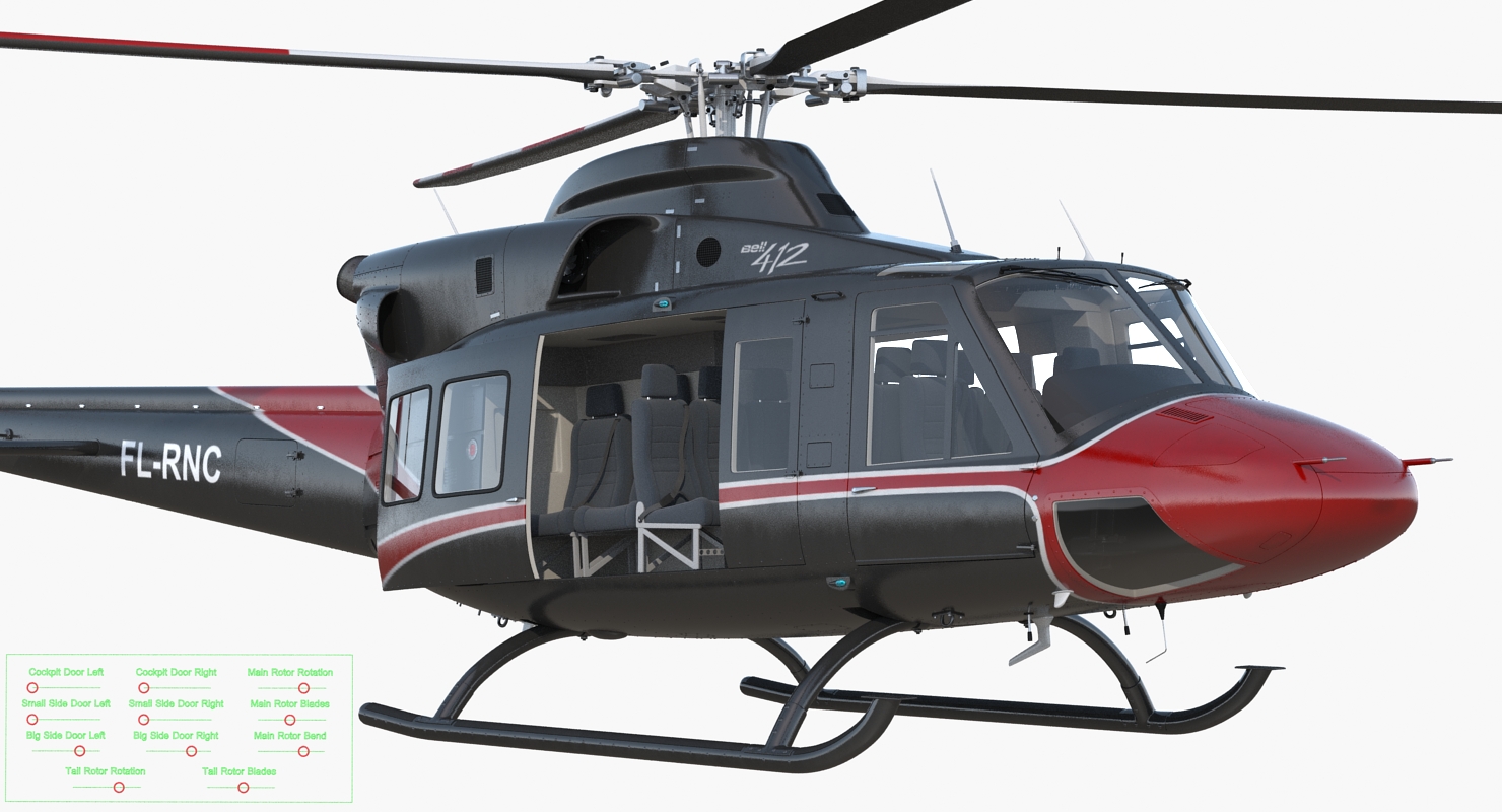 Offshore Helicopter Bell 412EP Rigged 3D