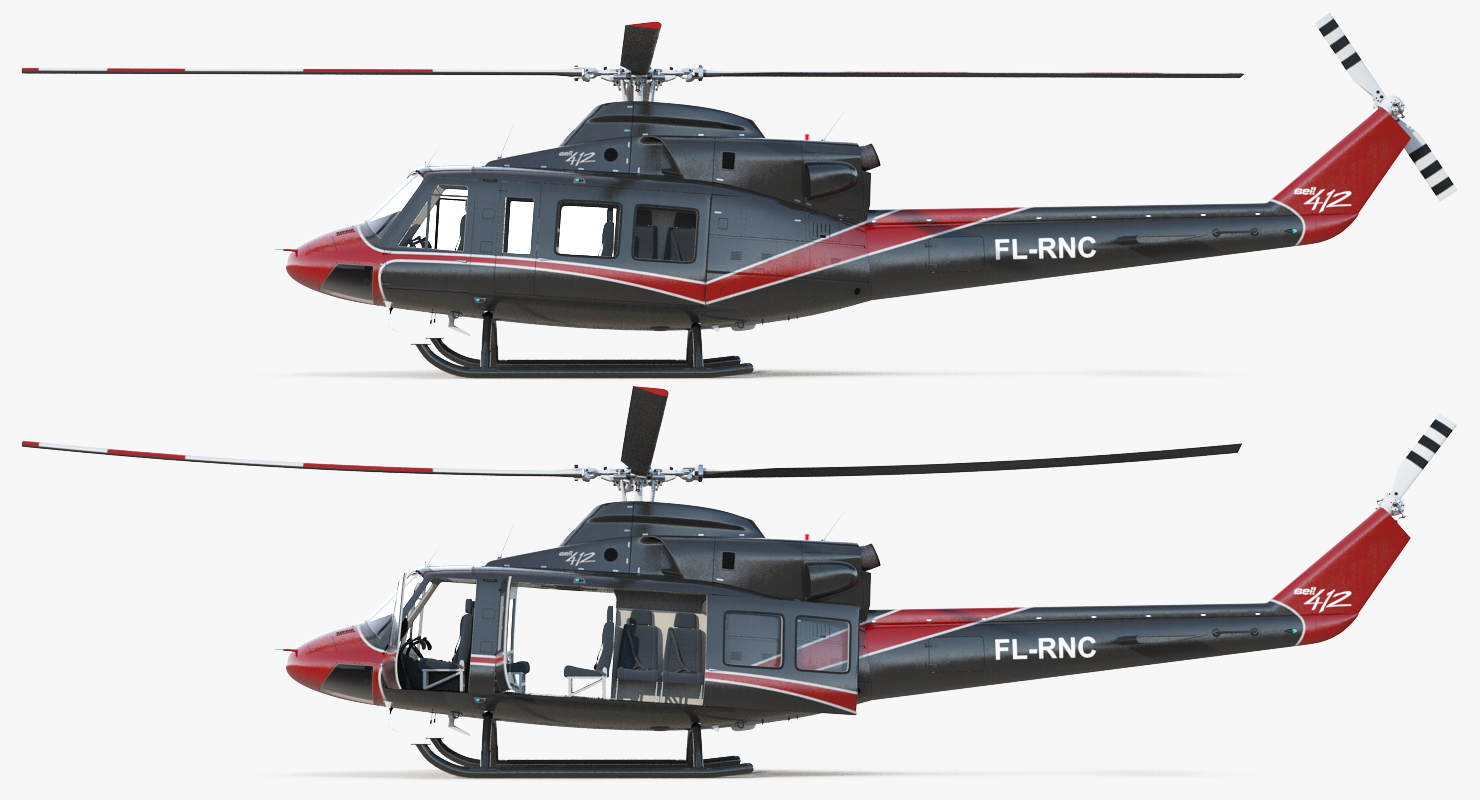Offshore Helicopter Bell 412EP Rigged 3D