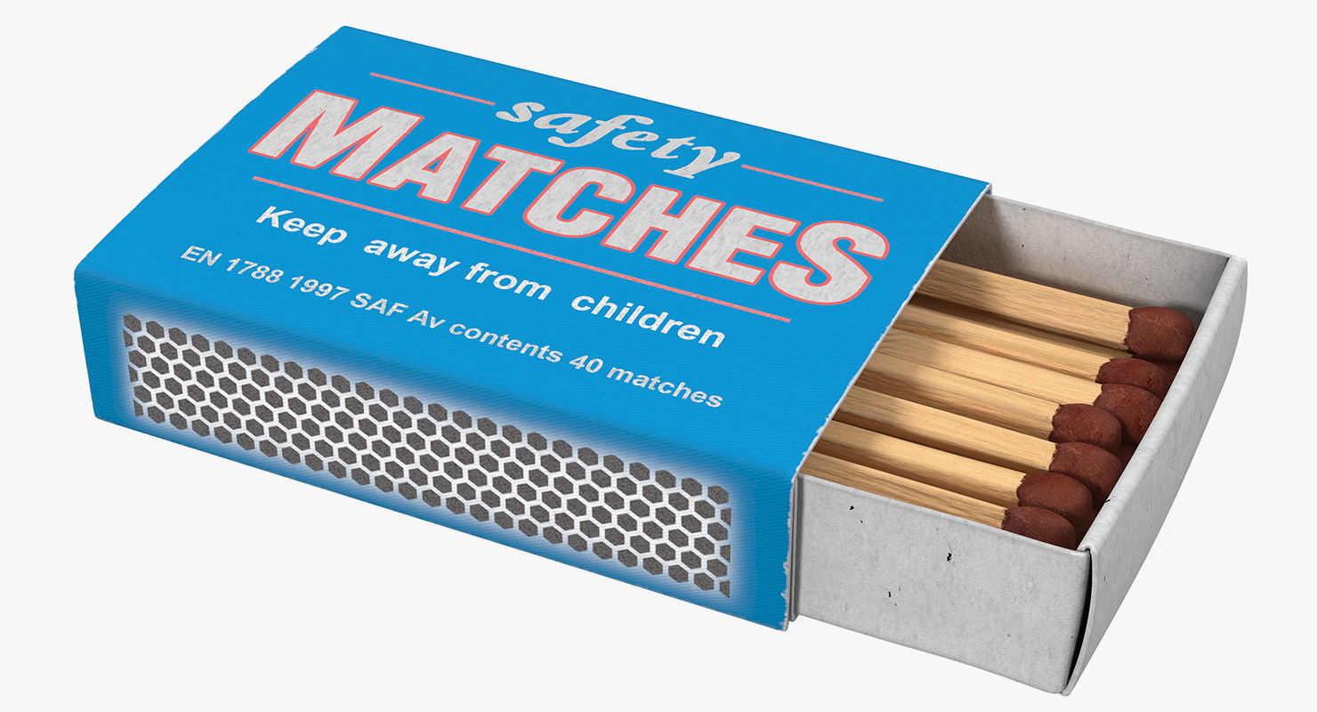 3D Matchsticks in Cardboard Matchbox model