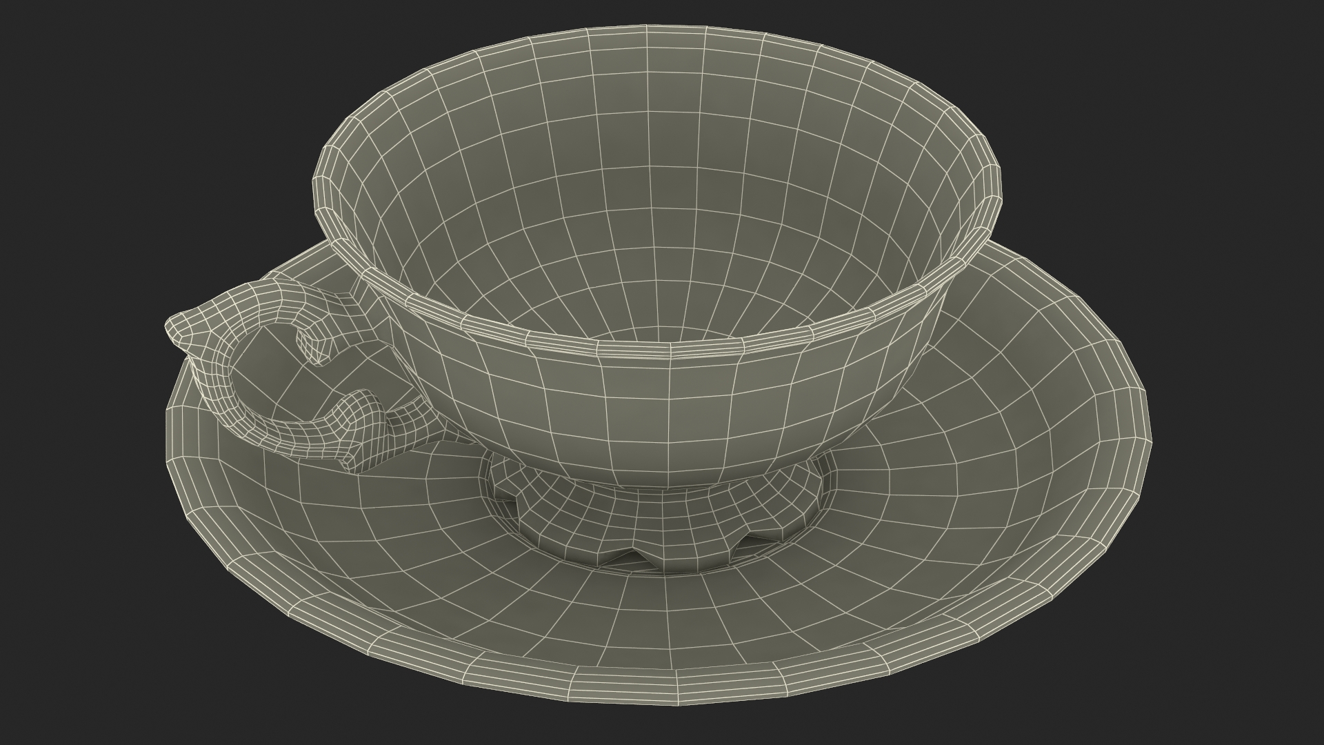 3D model Vintage Teacup and Saucer Blue