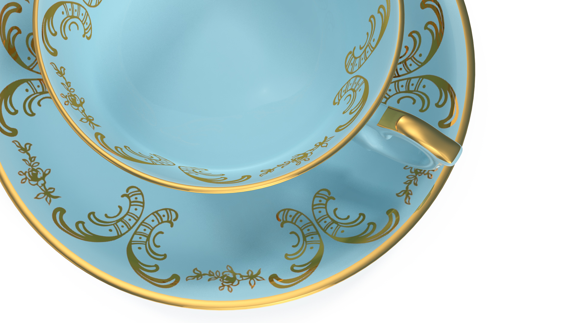 3D model Vintage Teacup and Saucer Blue
