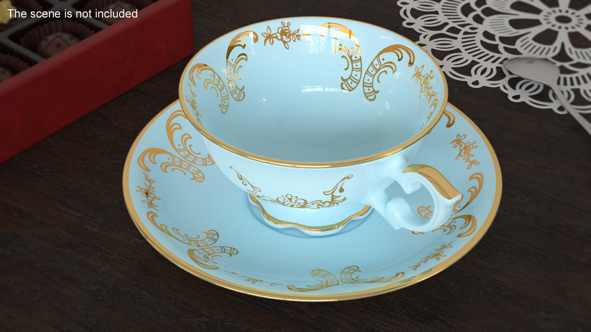 3D model Vintage Teacup and Saucer Blue