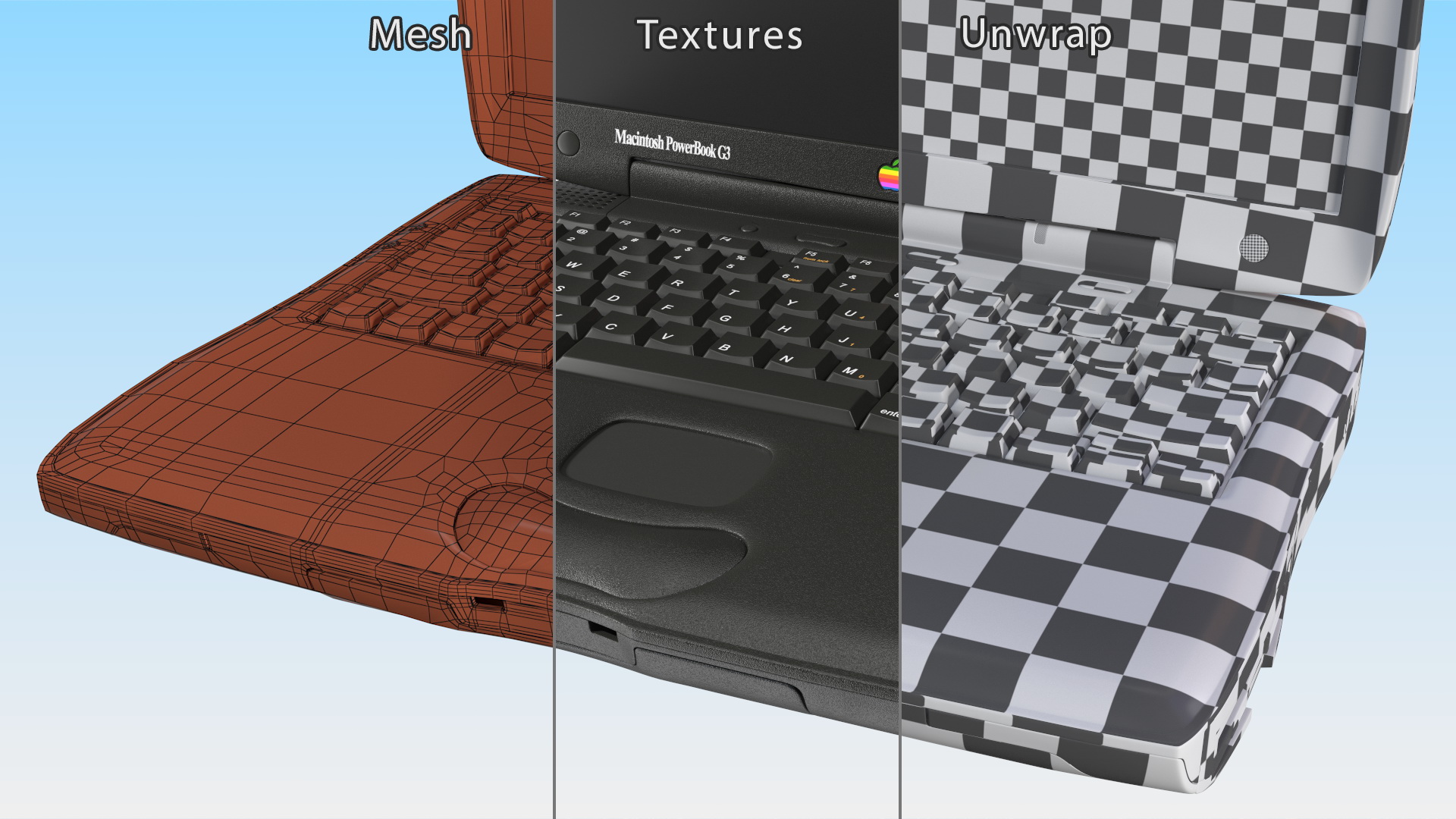 3D Vintage Apple PowerBook G3 Laptop model