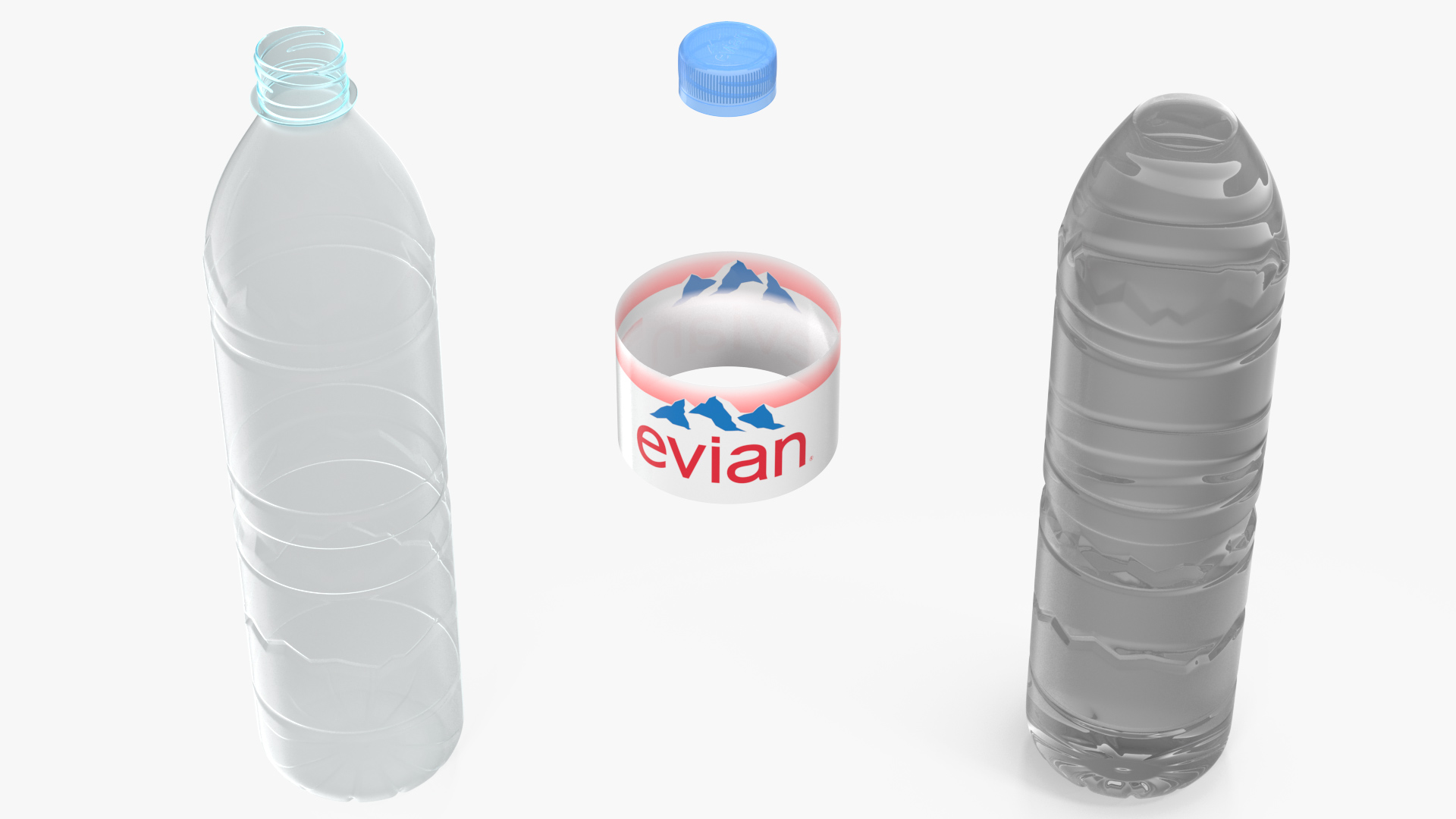 Evian Natural Mineral Water Plastic Bottle 3D
