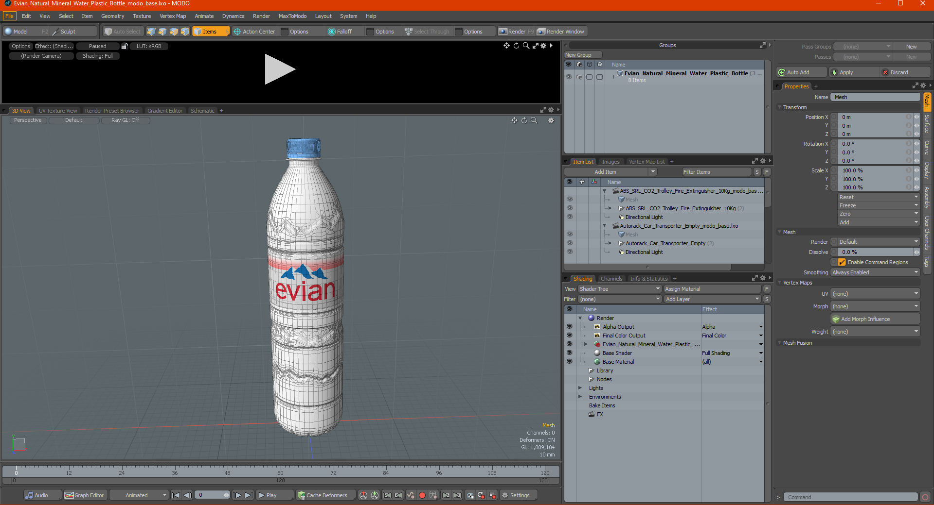 Evian Natural Mineral Water Plastic Bottle 3D