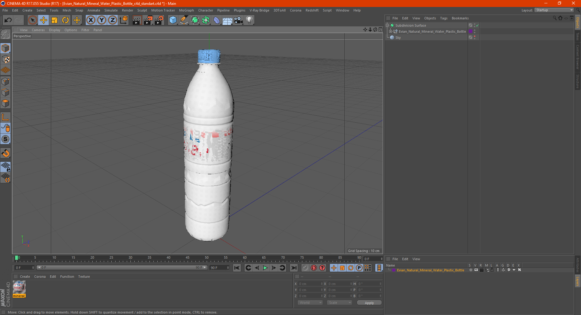 Evian Natural Mineral Water Plastic Bottle 3D