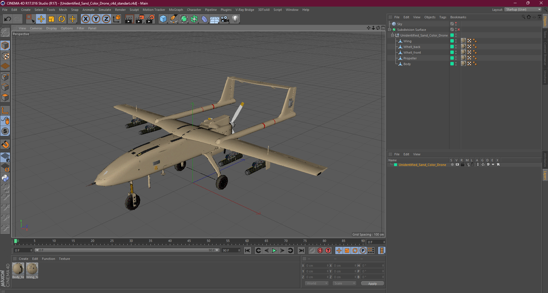 Unidentified Sand Color Drone 3D model