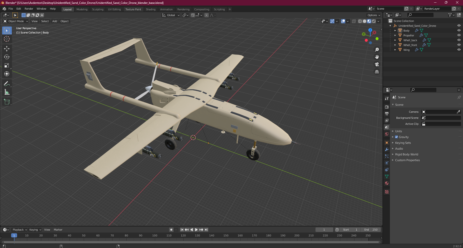 Unidentified Sand Color Drone 3D model