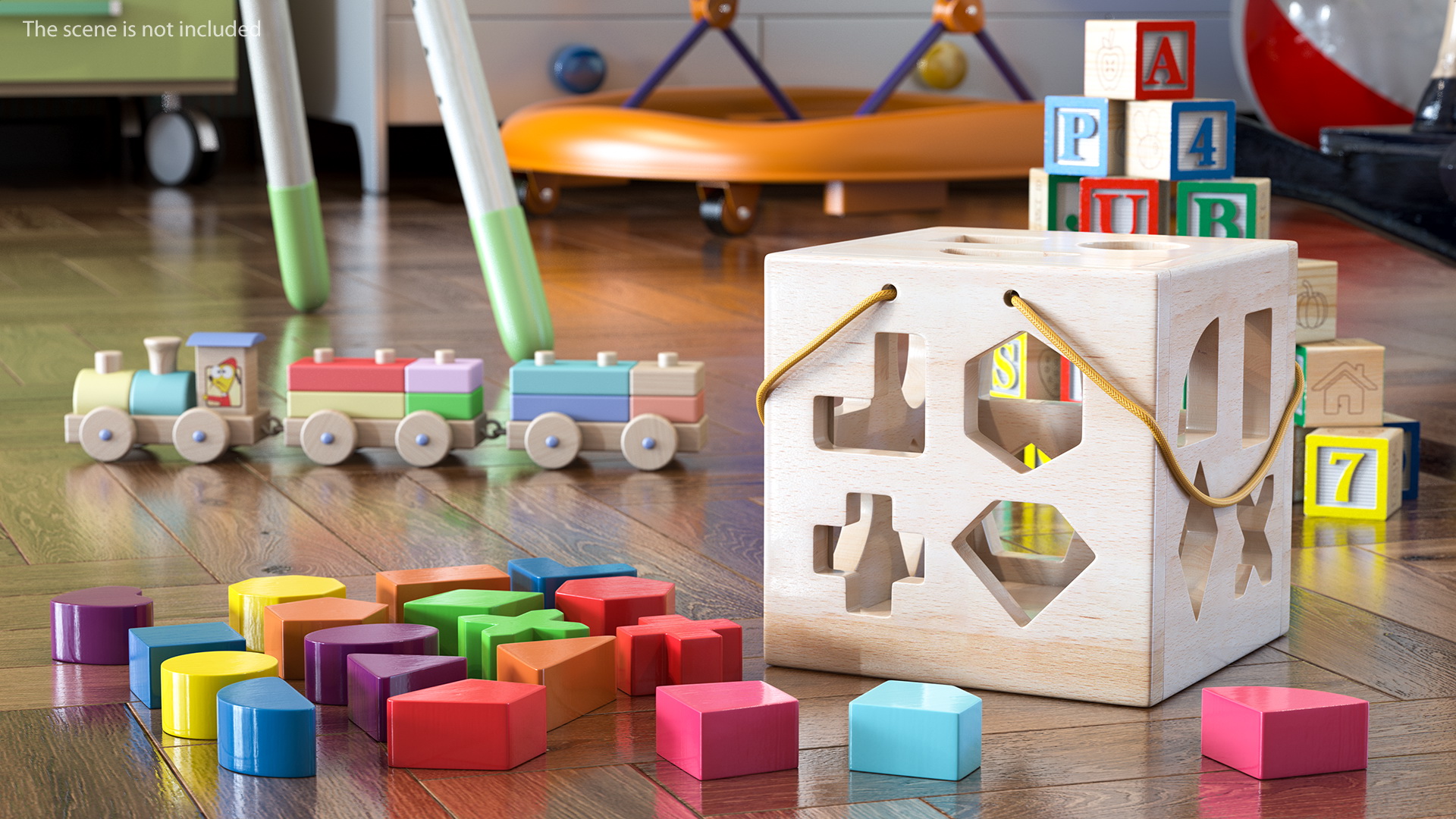 3D Cube Shape Sorter Toy with 19 Blocks
