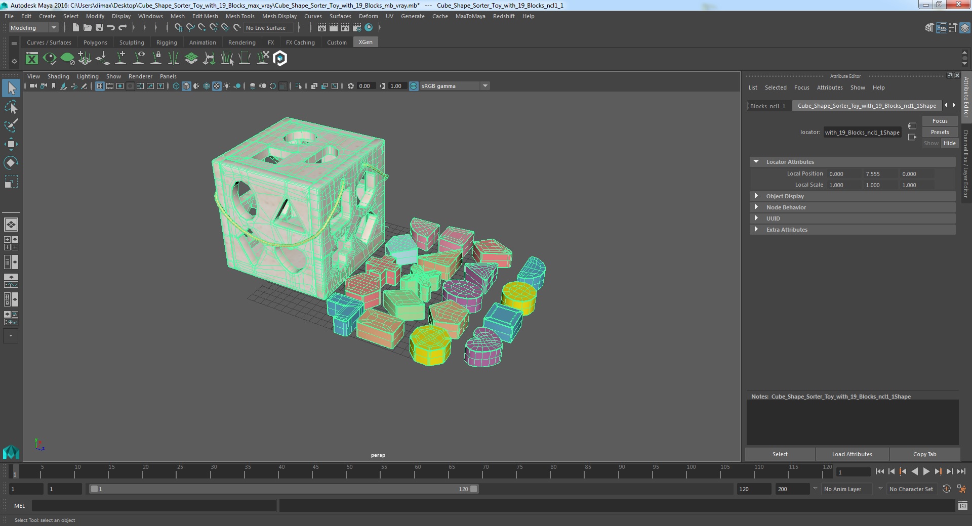 3D Cube Shape Sorter Toy with 19 Blocks