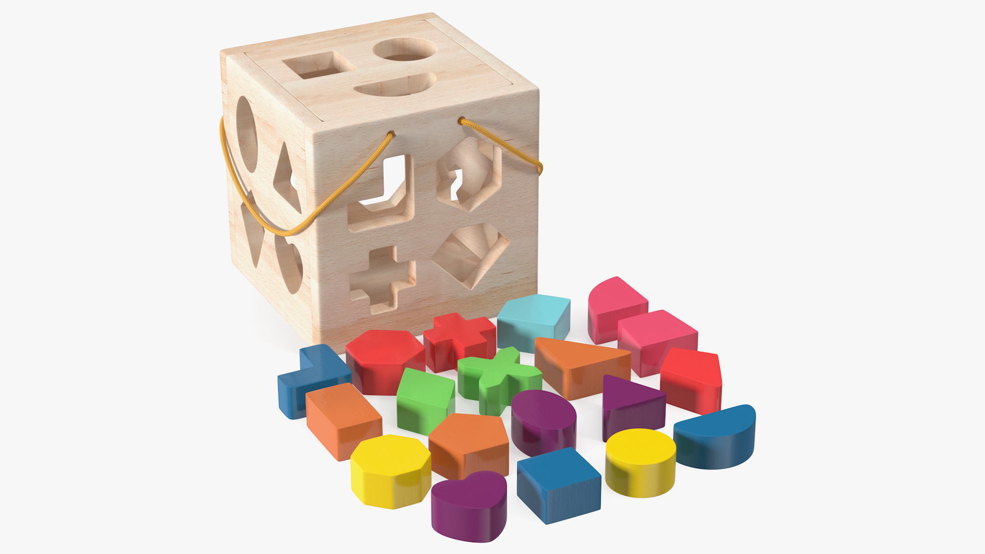 3D Cube Shape Sorter Toy with 19 Blocks