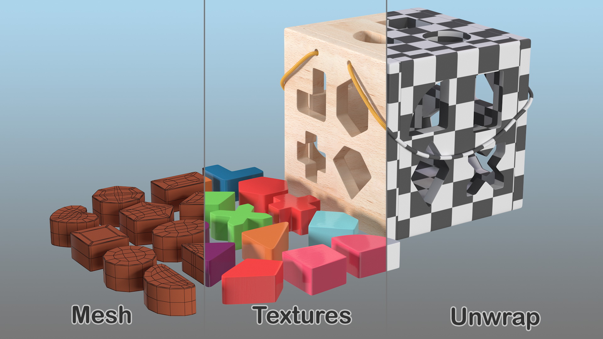 3D Cube Shape Sorter Toy with 19 Blocks