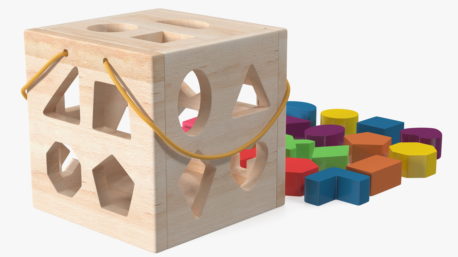 3D Cube Shape Sorter Toy with 19 Blocks