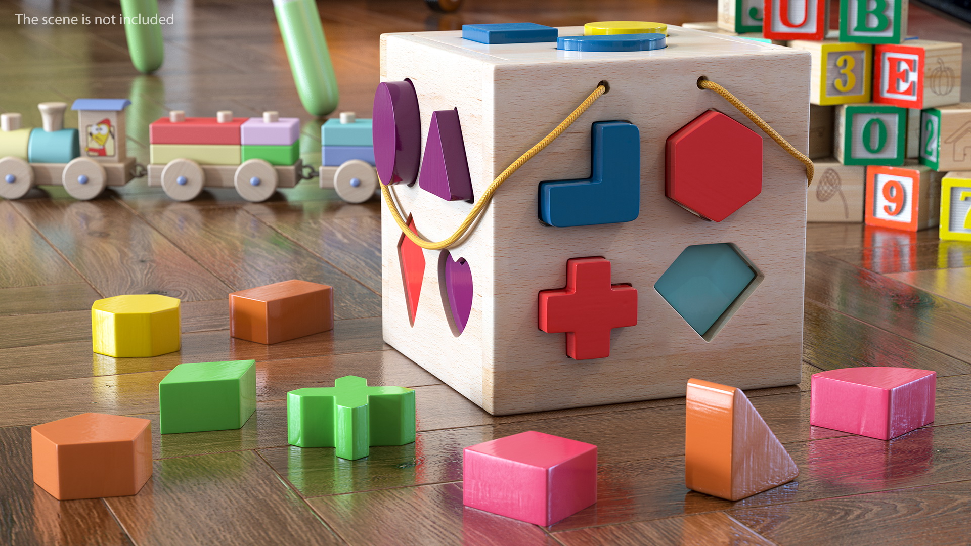 3D Cube Shape Sorter Toy with 19 Blocks