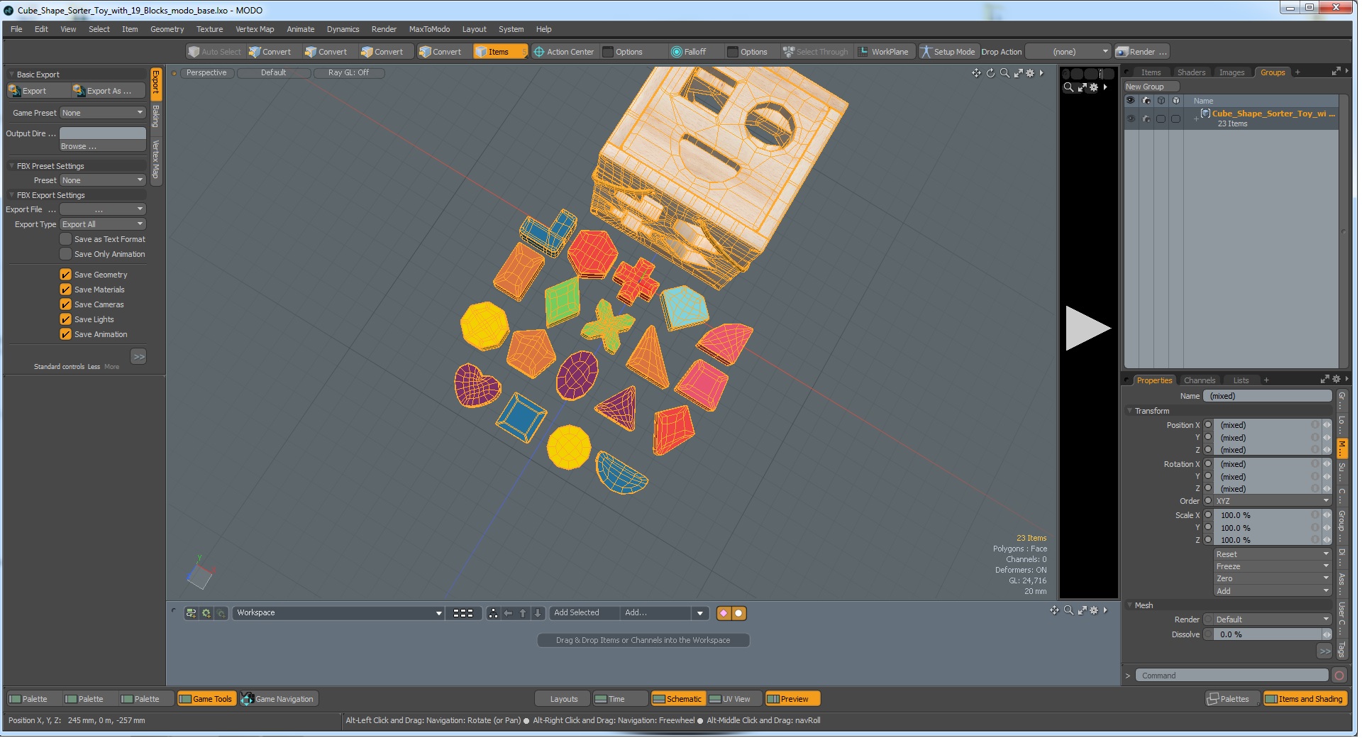 3D Cube Shape Sorter Toy with 19 Blocks