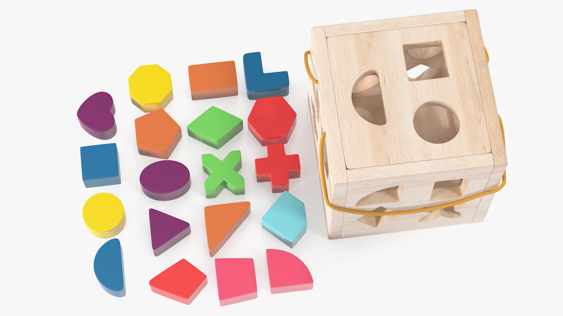 3D Cube Shape Sorter Toy with 19 Blocks