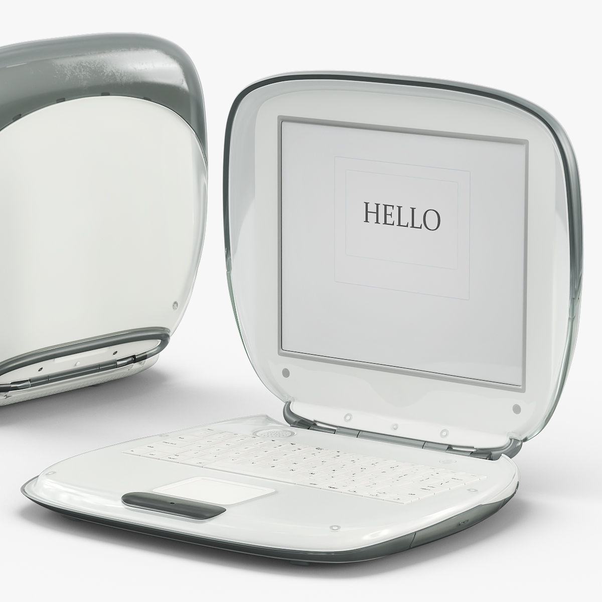 Retro Portable Notebook Computer Rounded Case 3D model preview