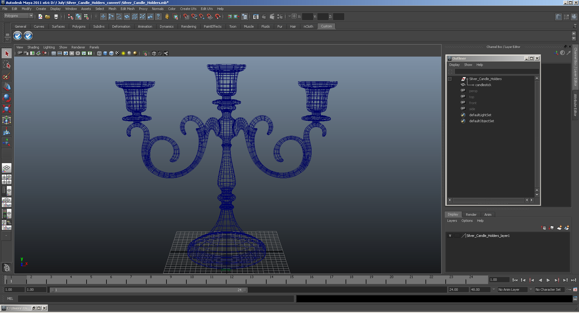 3D Silver Candle Holders