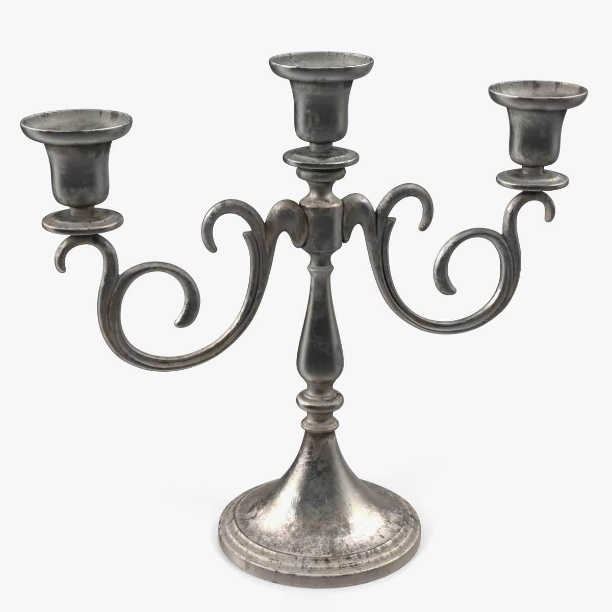 Silver Candle Holders 3D Model, view 3