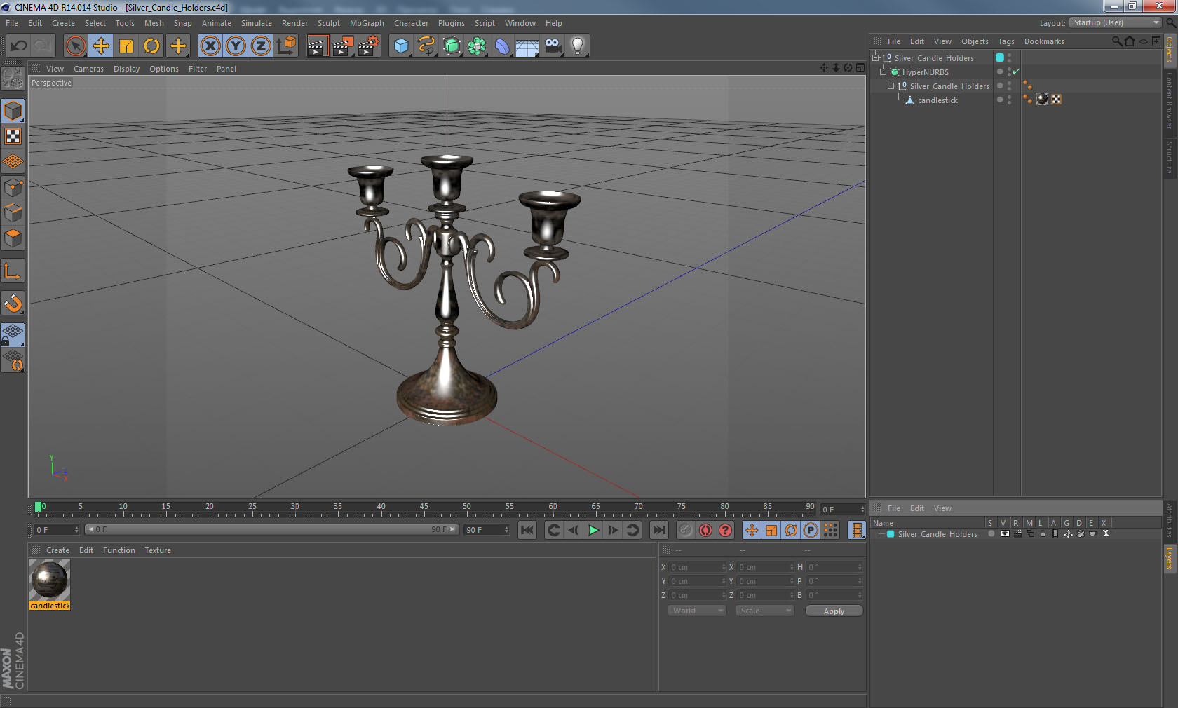 3D Silver Candle Holders
