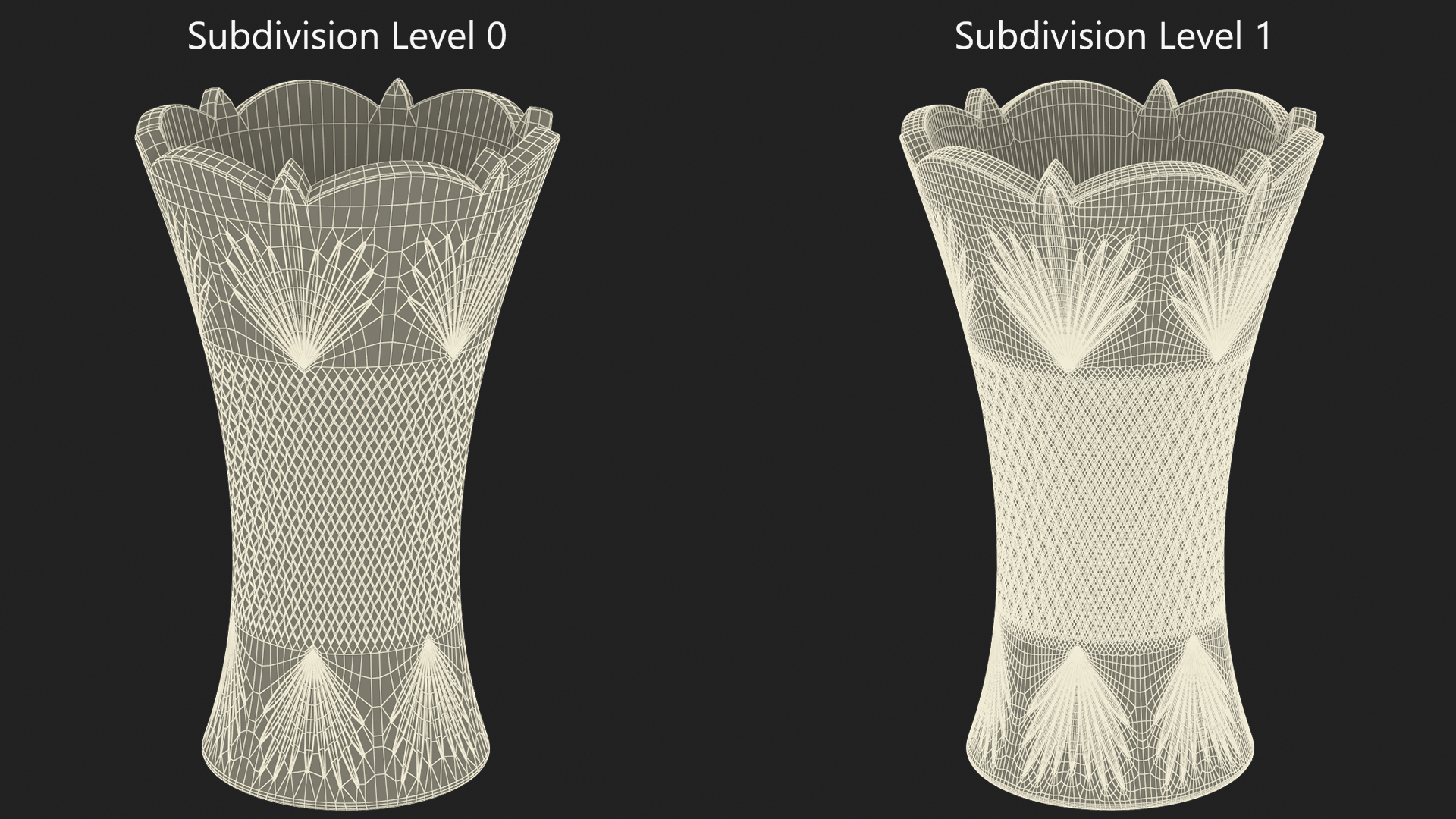 3D Crystal Vase with Textured Design model