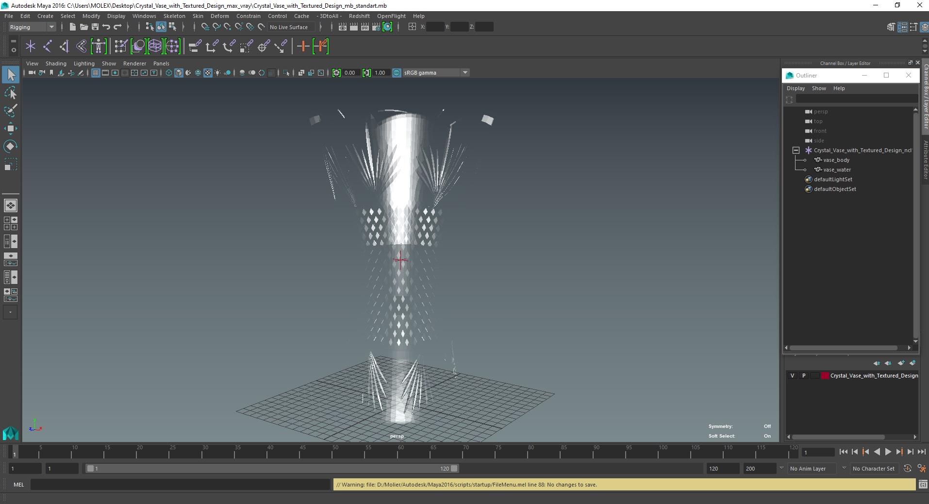 3D Crystal Vase with Textured Design model