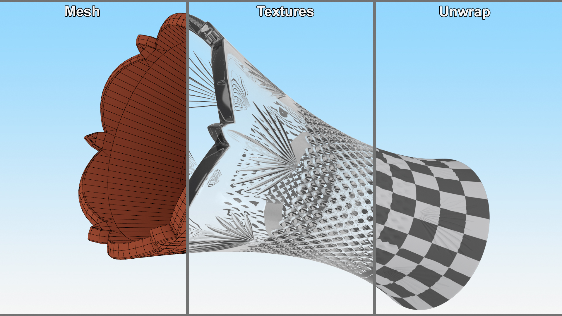 3D Crystal Vase with Textured Design model