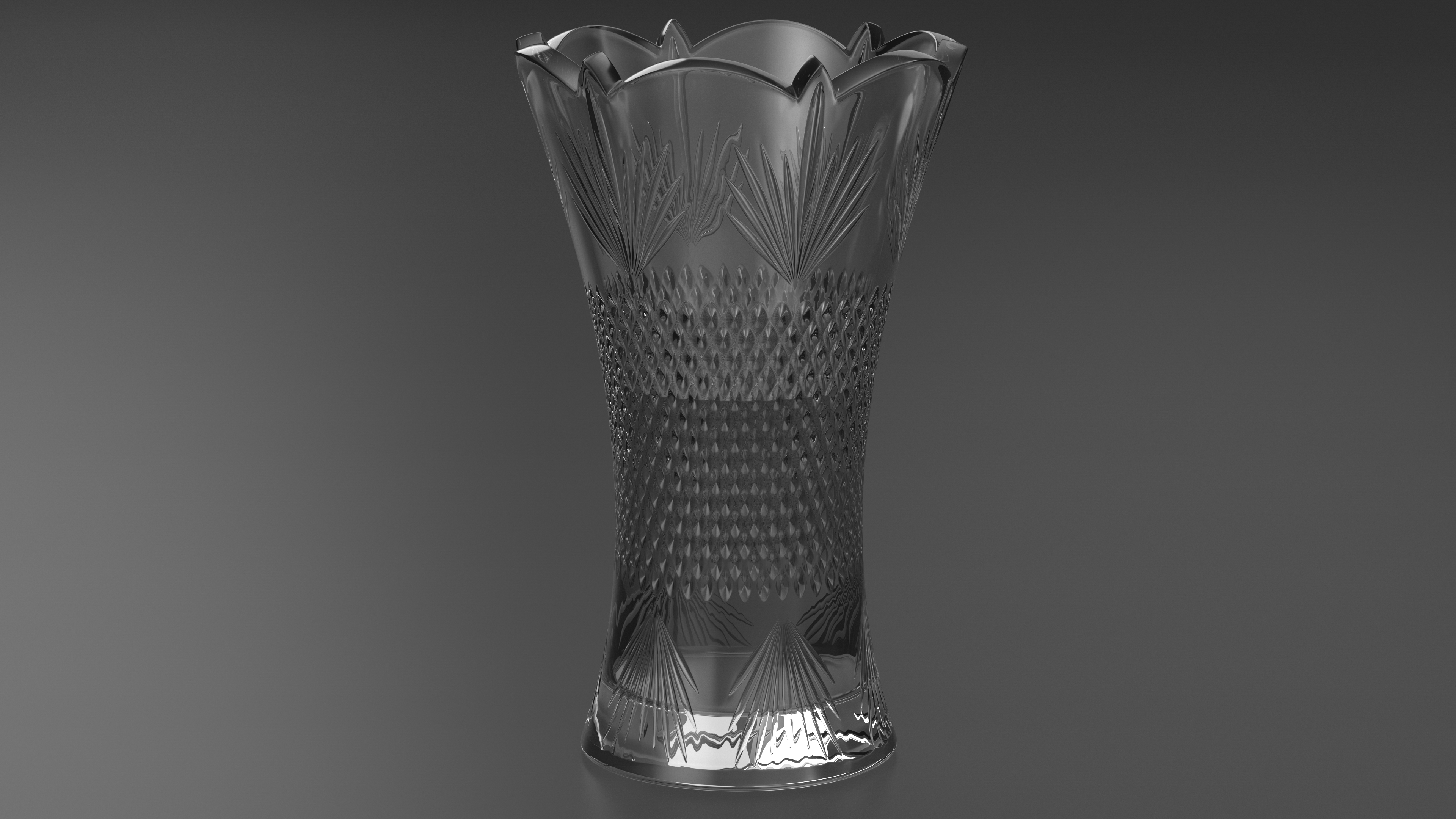 3D Crystal Vase with Textured Design model