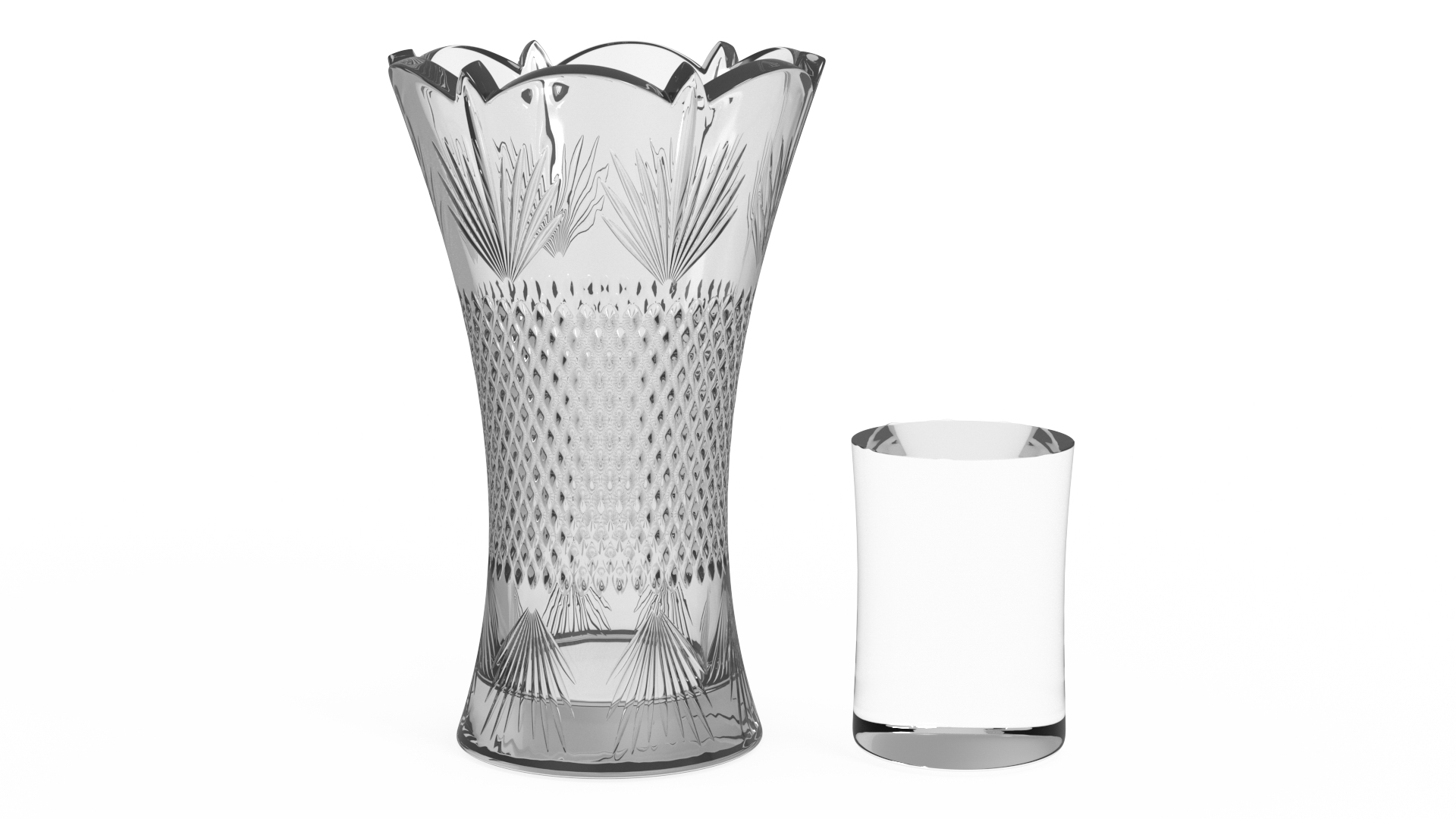 3D Crystal Vase with Textured Design model
