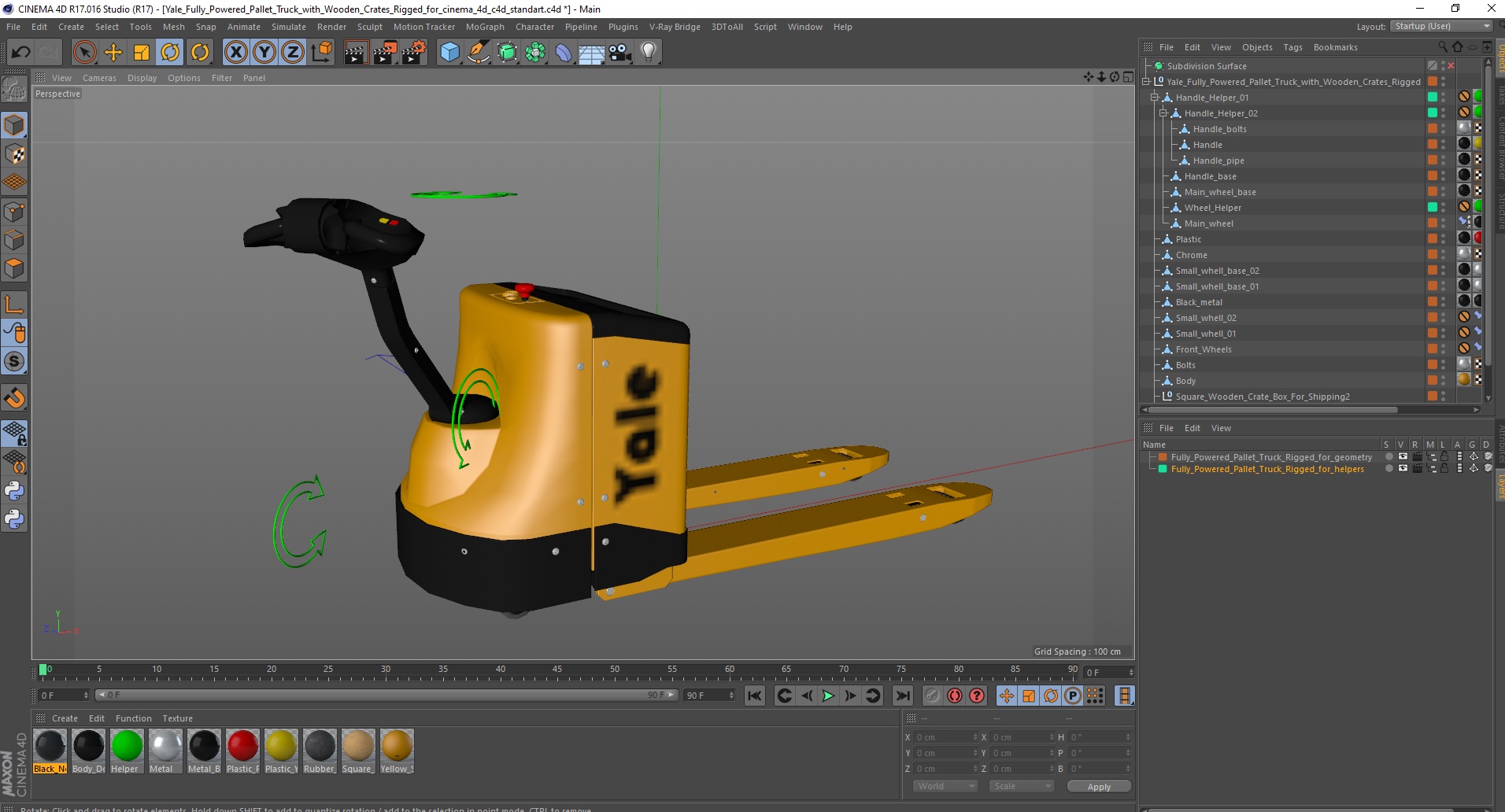 Fully Powered Pallet Truck Rigged for Cinema 4D 3D