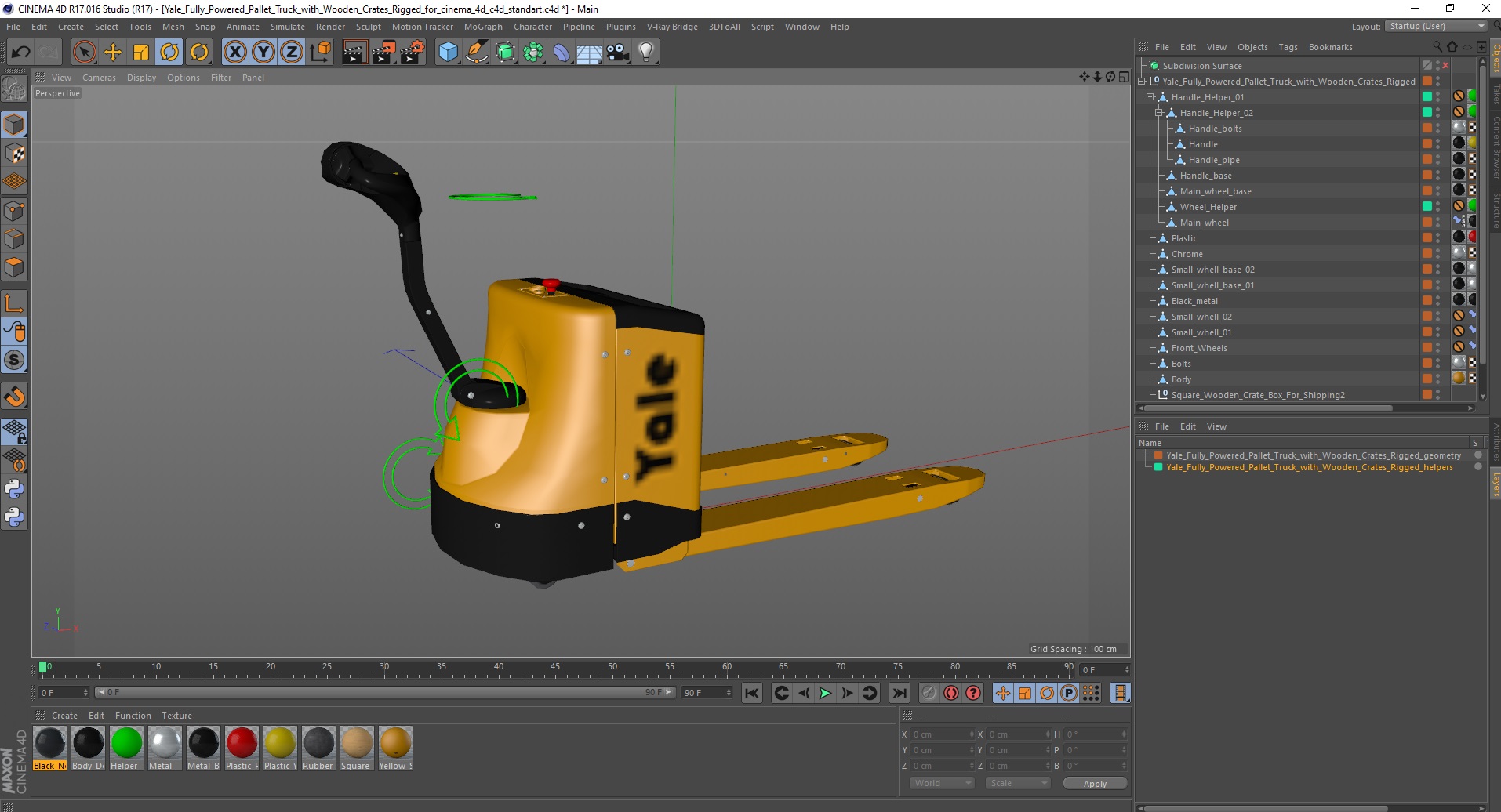 Fully Powered Pallet Truck Rigged for Cinema 4D 3D
