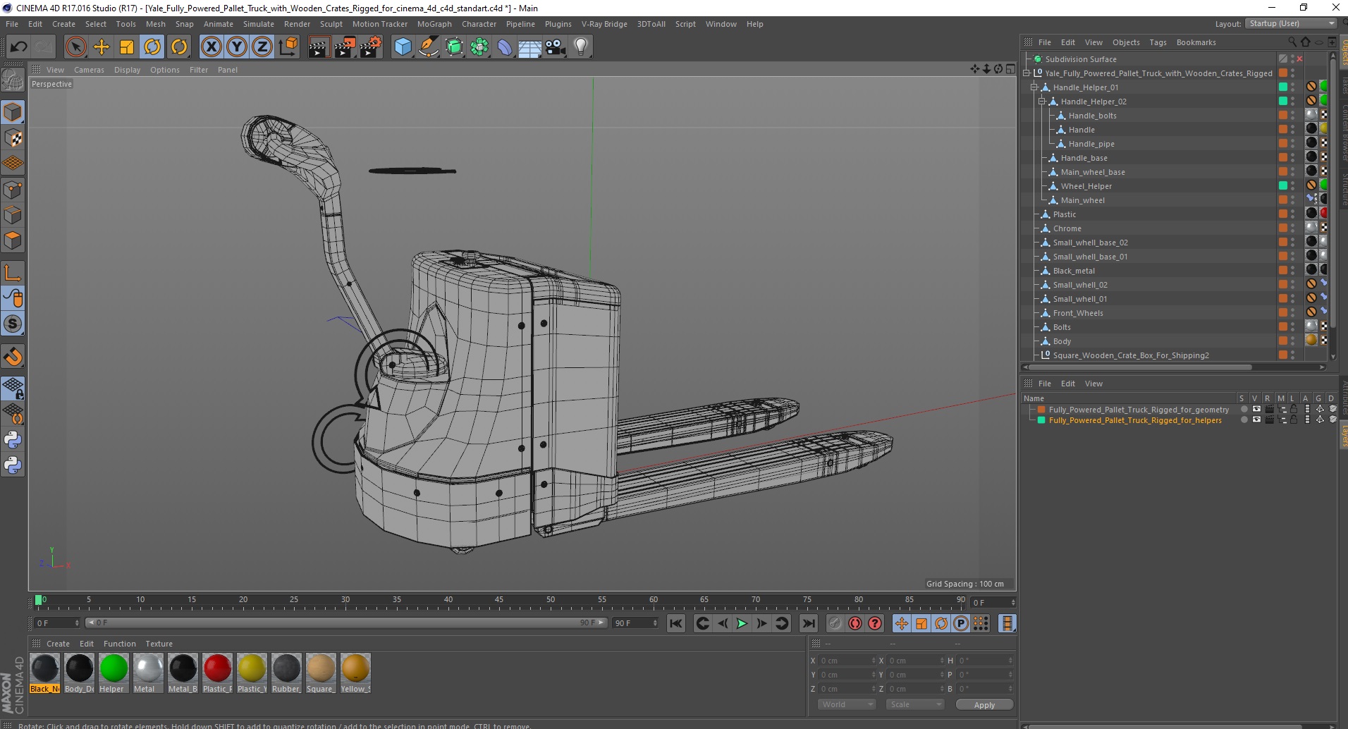 Fully Powered Pallet Truck Rigged for Cinema 4D 3D