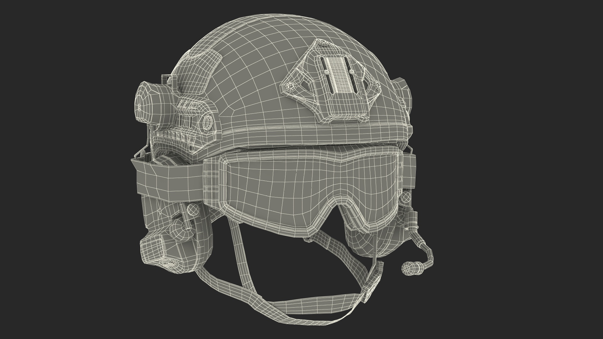 3D Tactical Gear Helmet Grey Camo with Goggles model