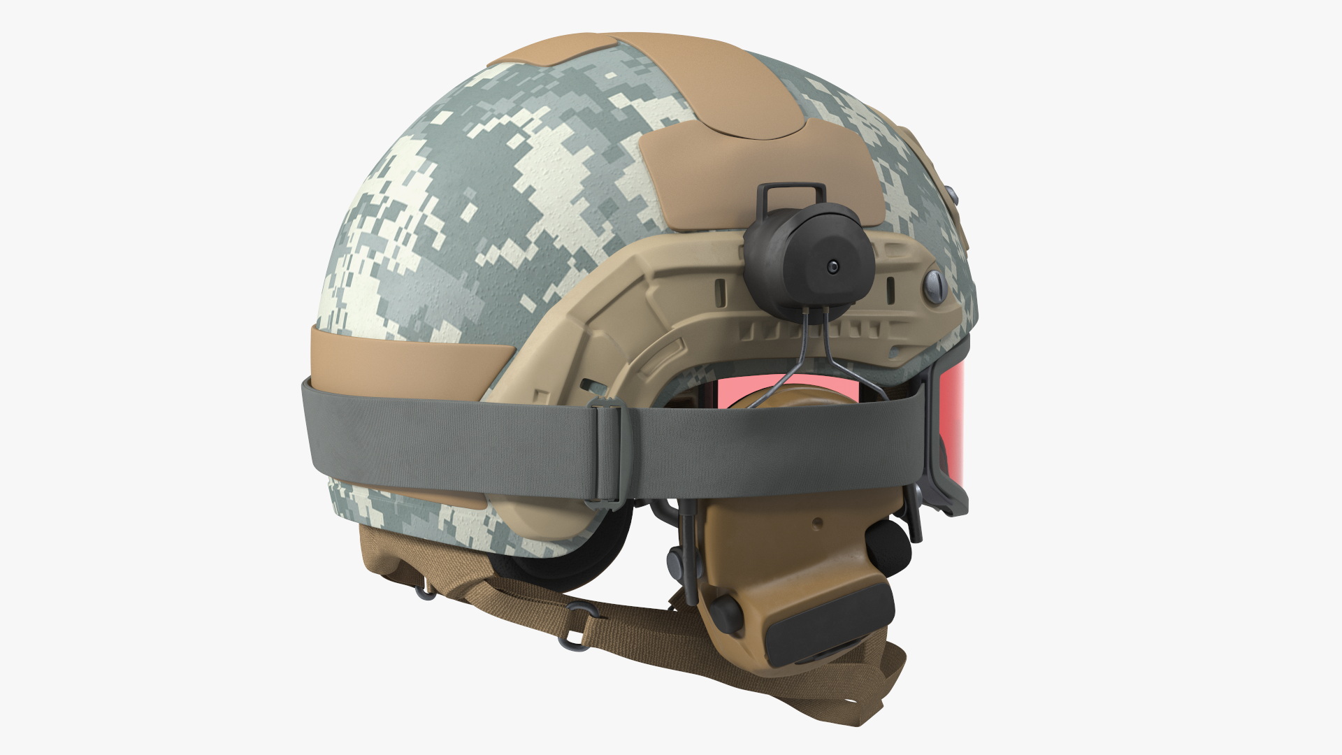 3D Tactical Gear Helmet Grey Camo with Goggles model