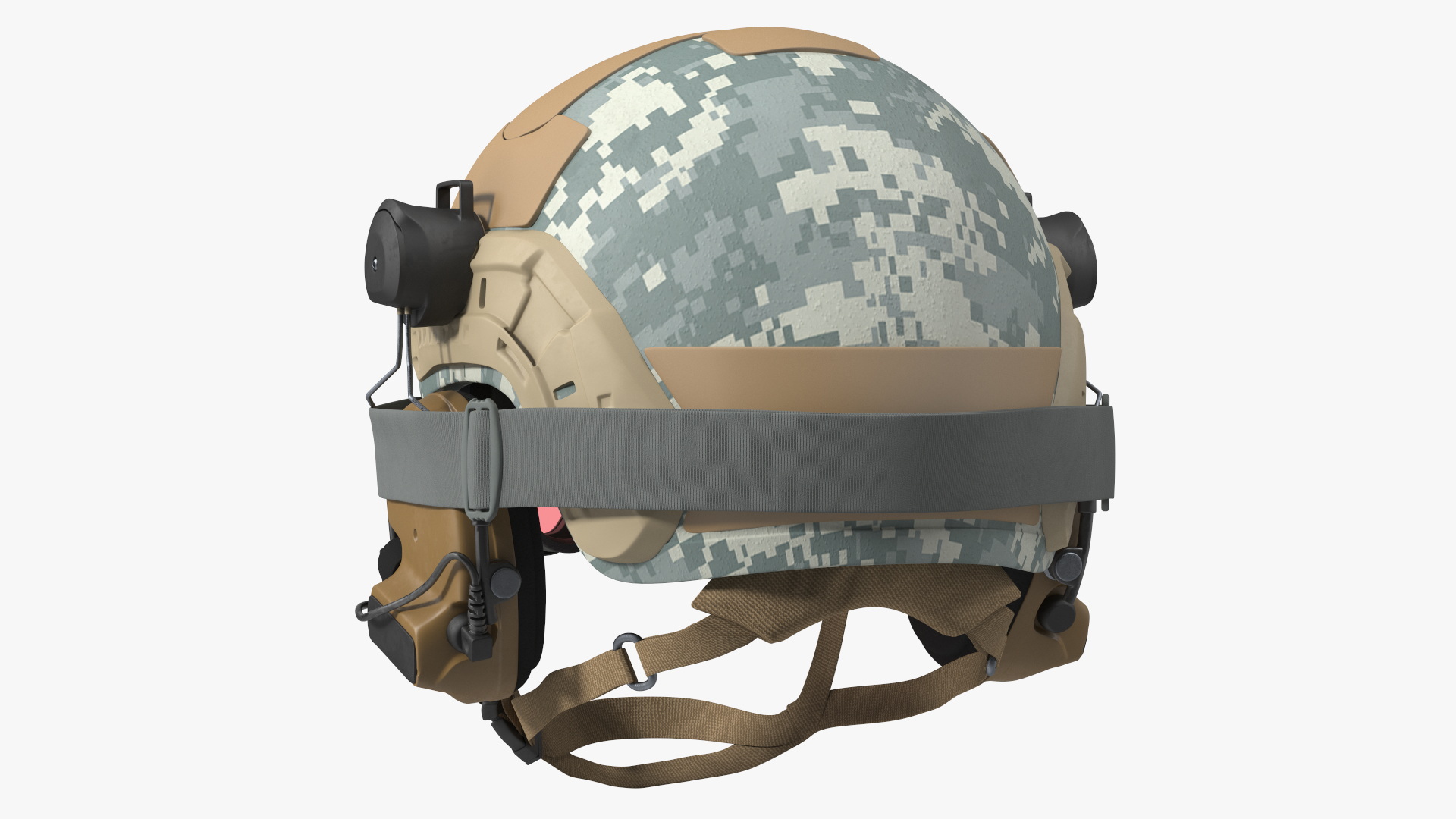 3D Tactical Gear Helmet Grey Camo with Goggles model