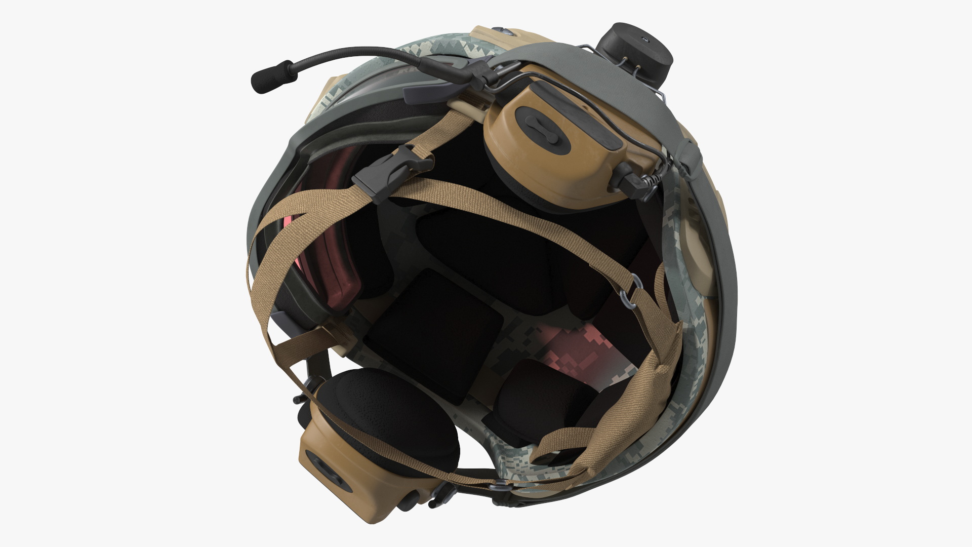 3D Tactical Gear Helmet Grey Camo with Goggles model