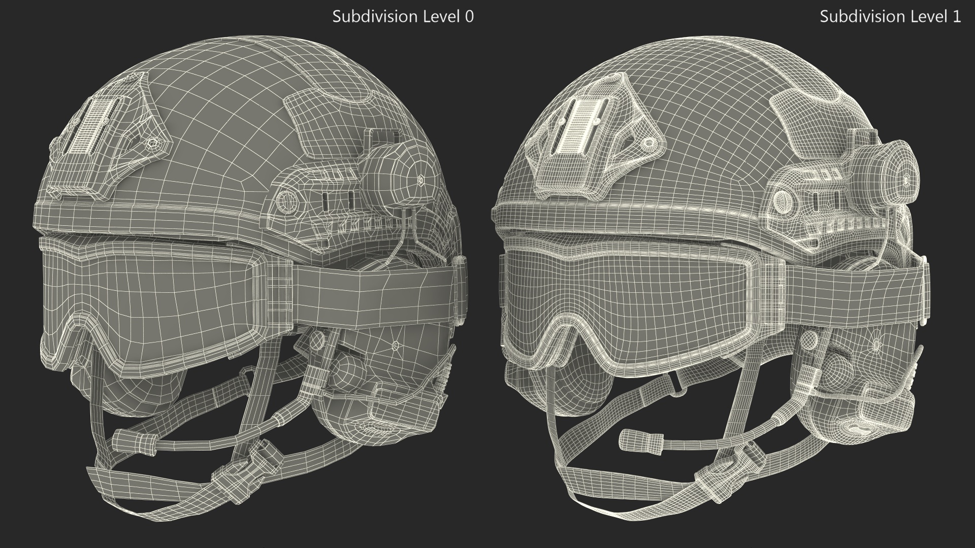 3D Tactical Gear Helmet Grey Camo with Goggles model