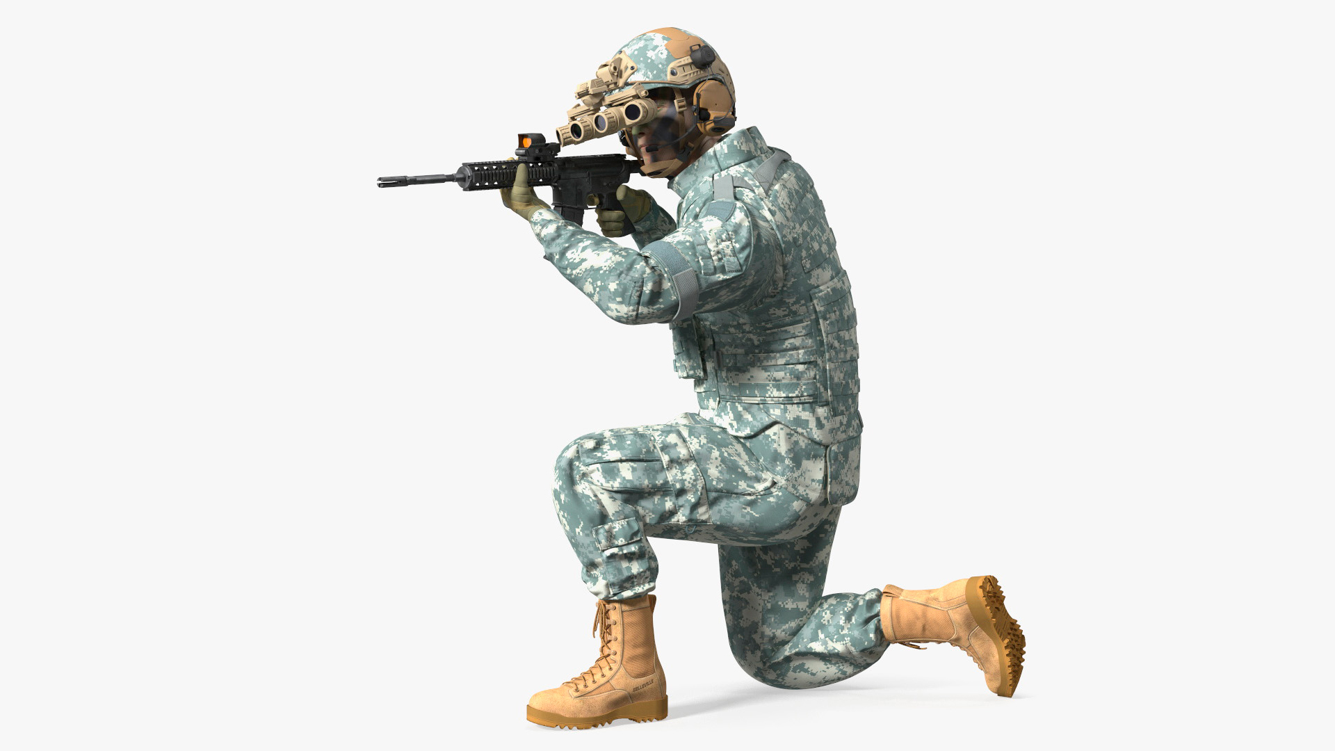 3D model Soldier Grey Camo with Night Visor Rigged for Cinema 4D