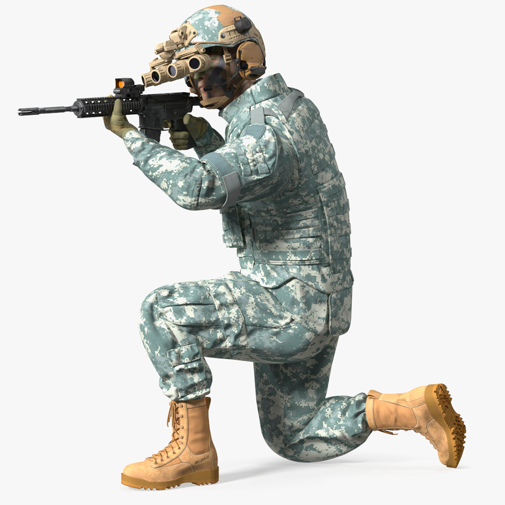 3D model Soldier Grey Camo with Night Visor Rigged for Cinema 4D