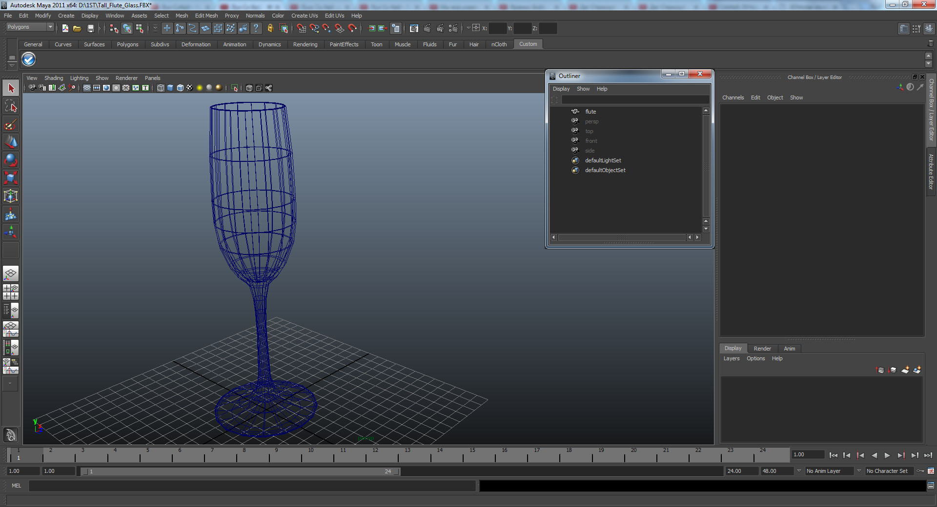 3D Tall Flute Glass