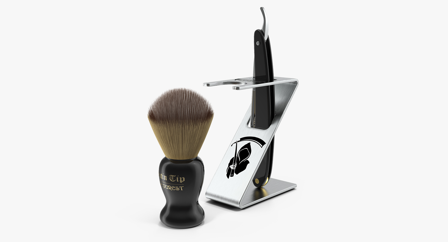 3D Folding Razor Badger Shaving Brush Plastic Fur
