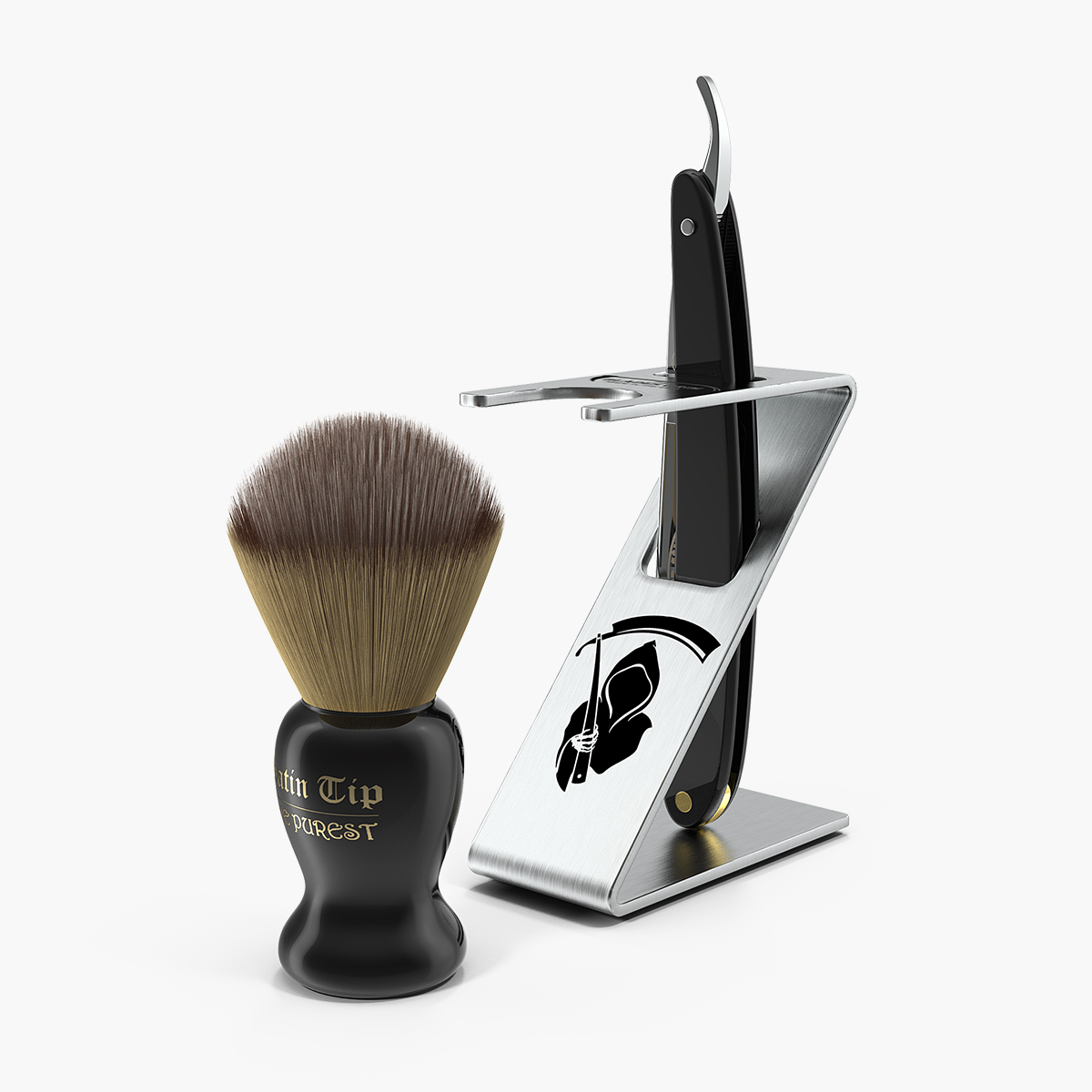 Folding Razor Badger Shaving Brush Plastic Fur, view 3