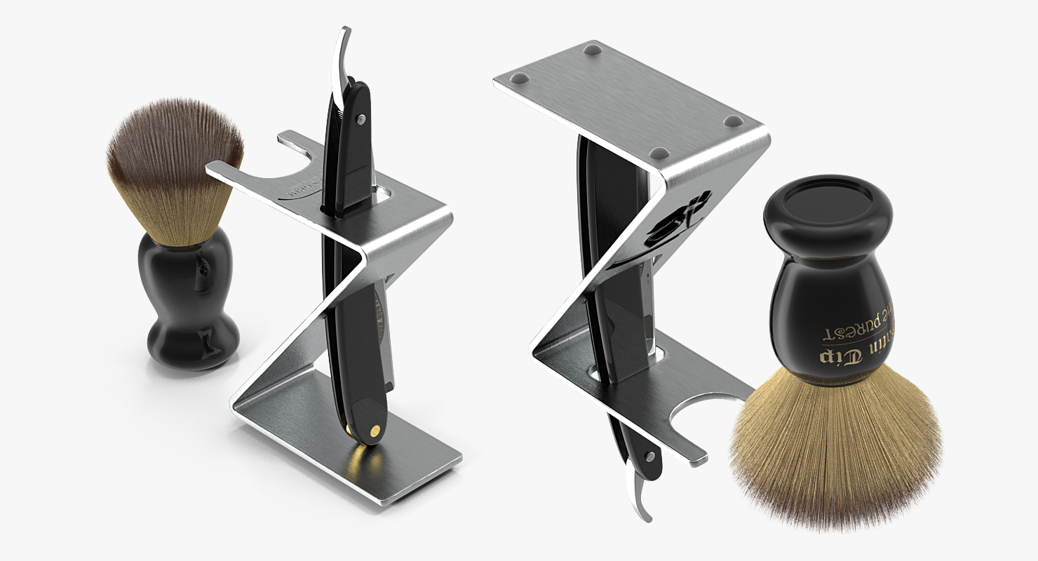 3D Folding Razor Badger Shaving Brush Plastic Fur