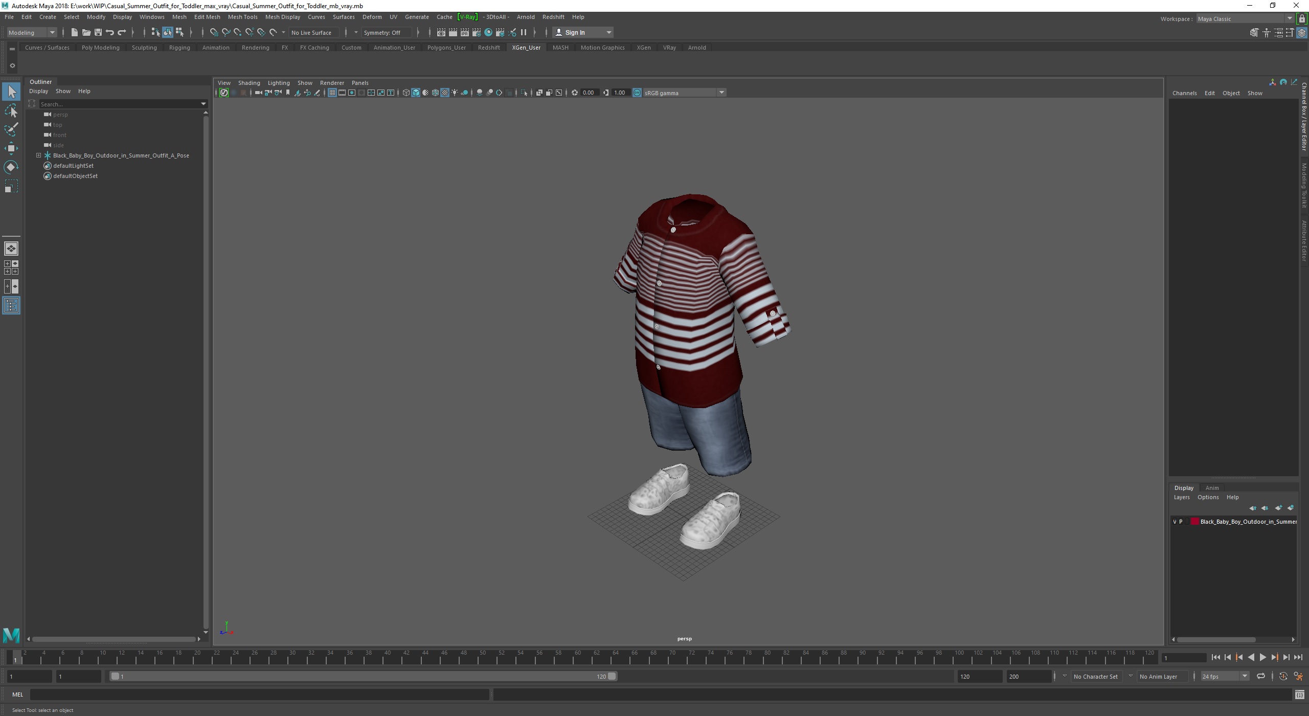 Casual Summer Outfit for Toddler 3D
