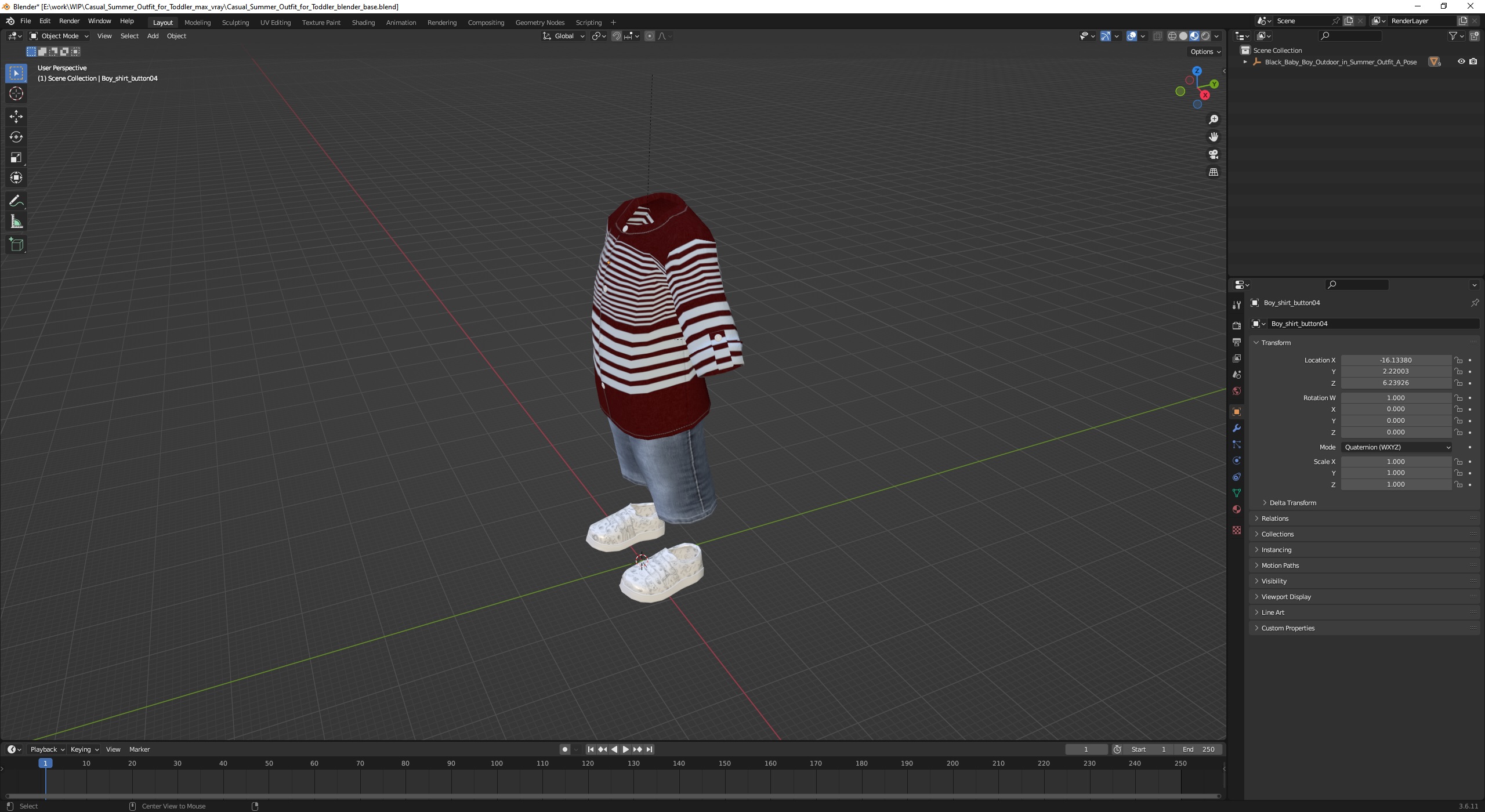 Casual Summer Outfit for Toddler 3D