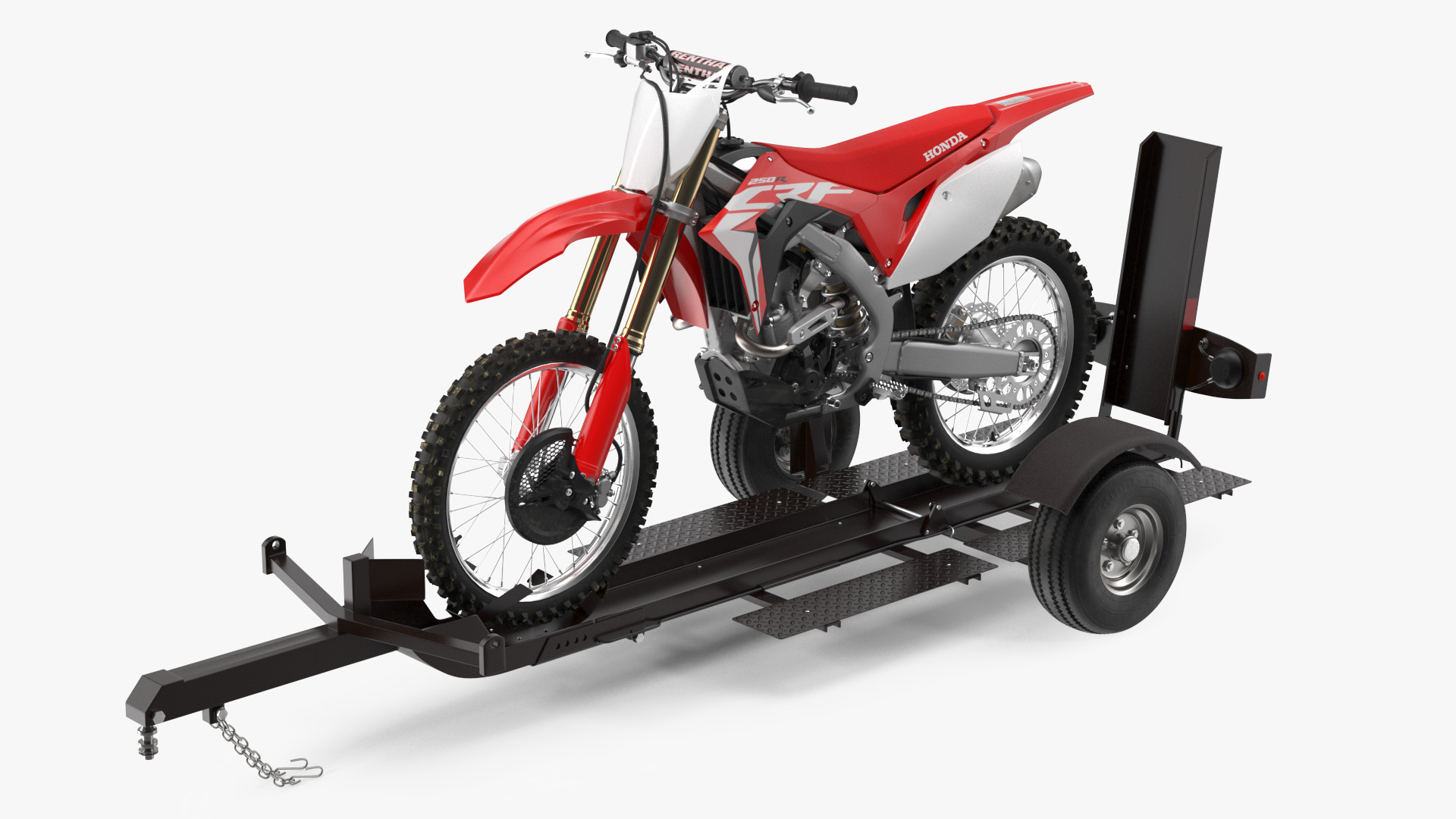 3D Stinger Folding Motorcycle Trailer with Honda CRF250R model