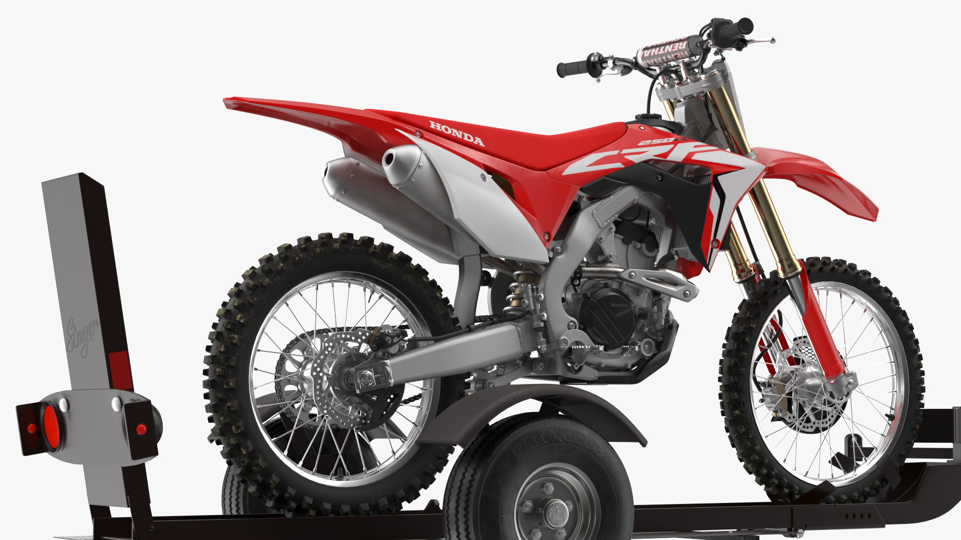 3D Stinger Folding Motorcycle Trailer with Honda CRF250R model