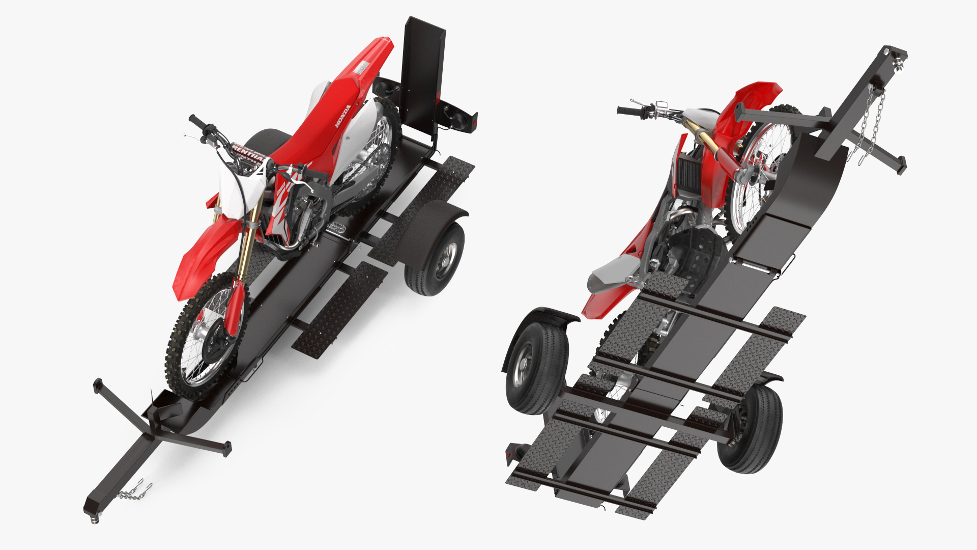 3D Stinger Folding Motorcycle Trailer with Honda CRF250R model