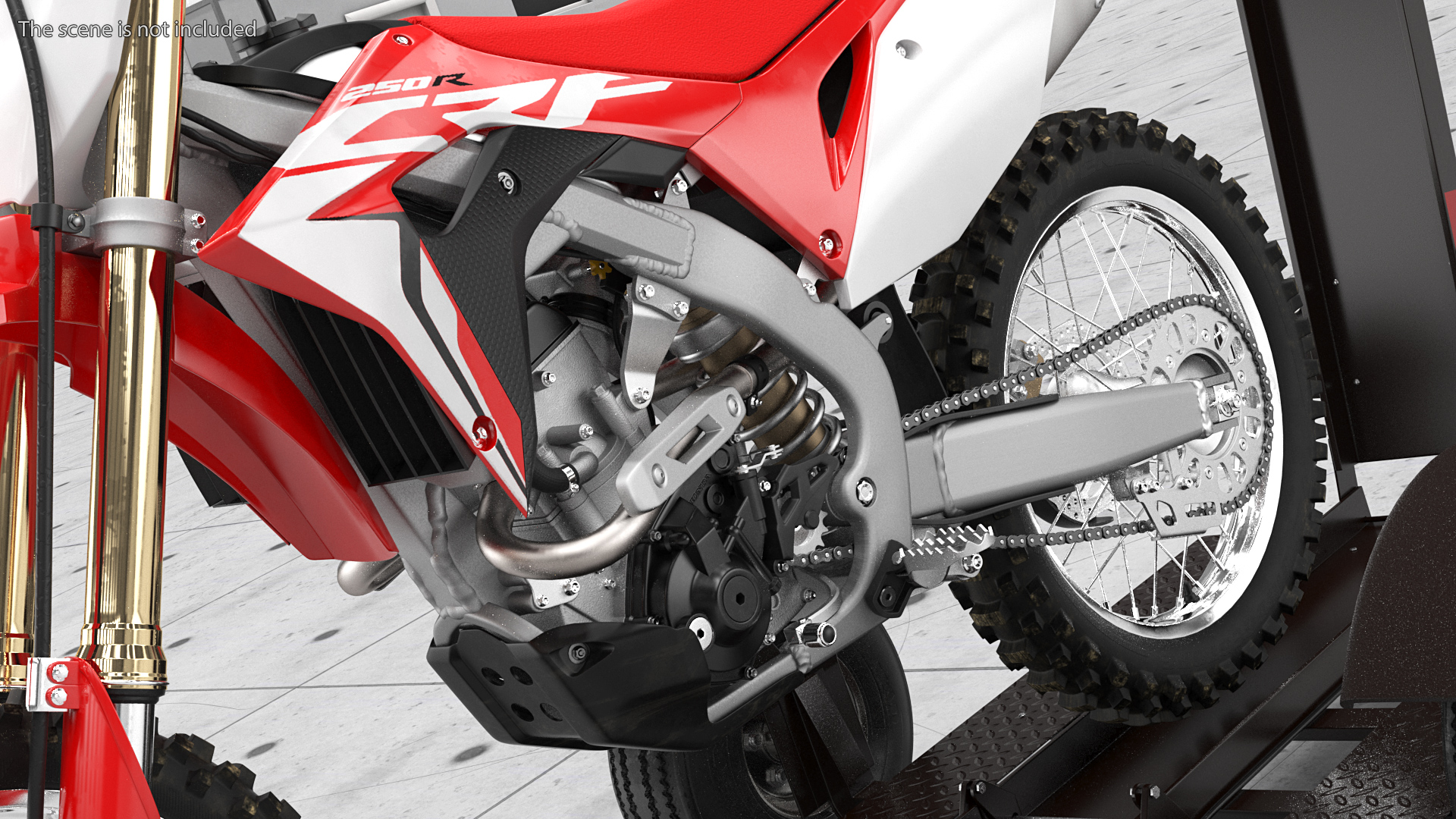 3D Stinger Folding Motorcycle Trailer with Honda CRF250R model